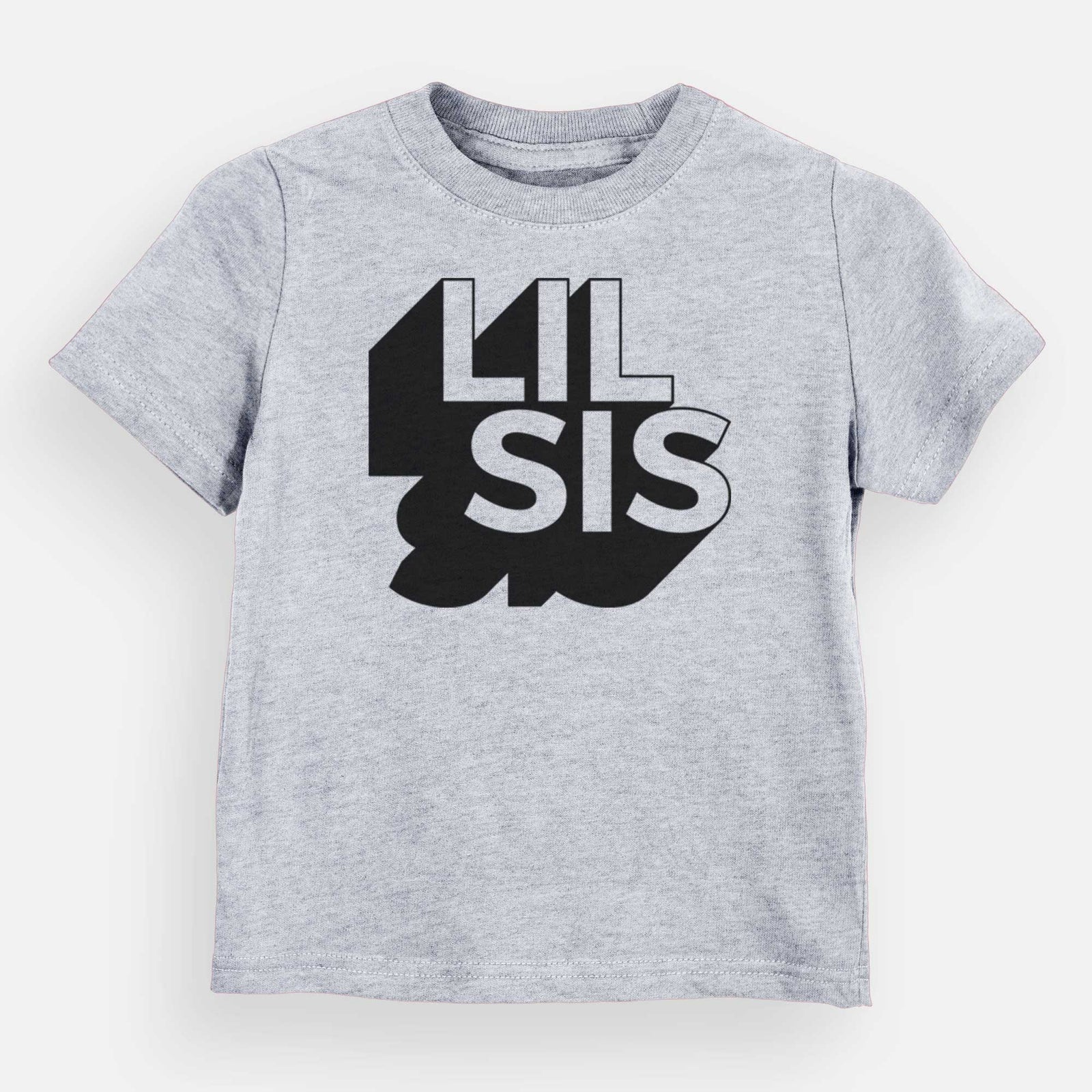 'Lil Sis - Blockscape Collection' design on a Grey kids' shirt