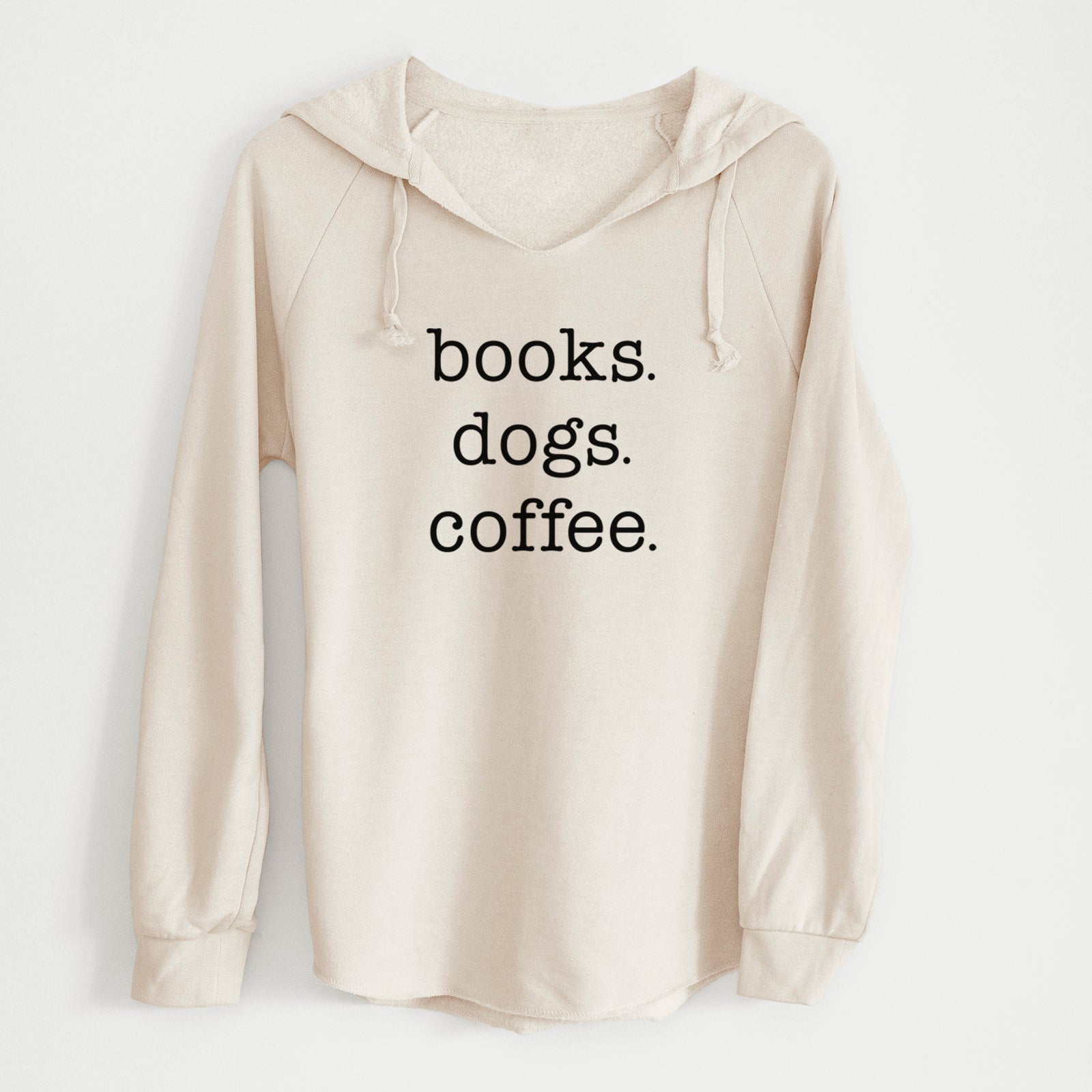 'books. dogs. coffee' design on a Bone Cali Wave Hooded Sweatshirt