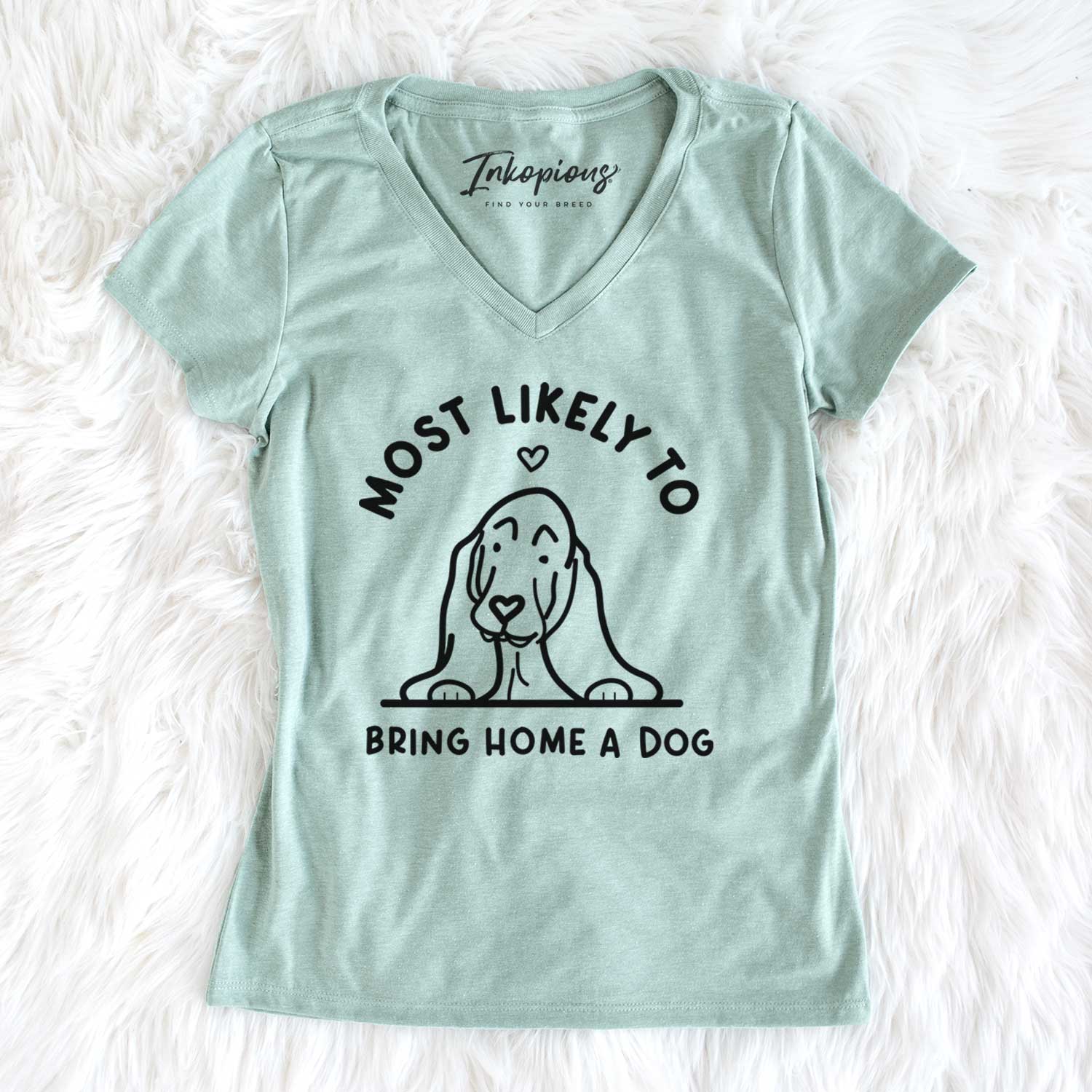 Most Likely to Bring Home a Dog - Basset Hound - Women's V-neck Shirt