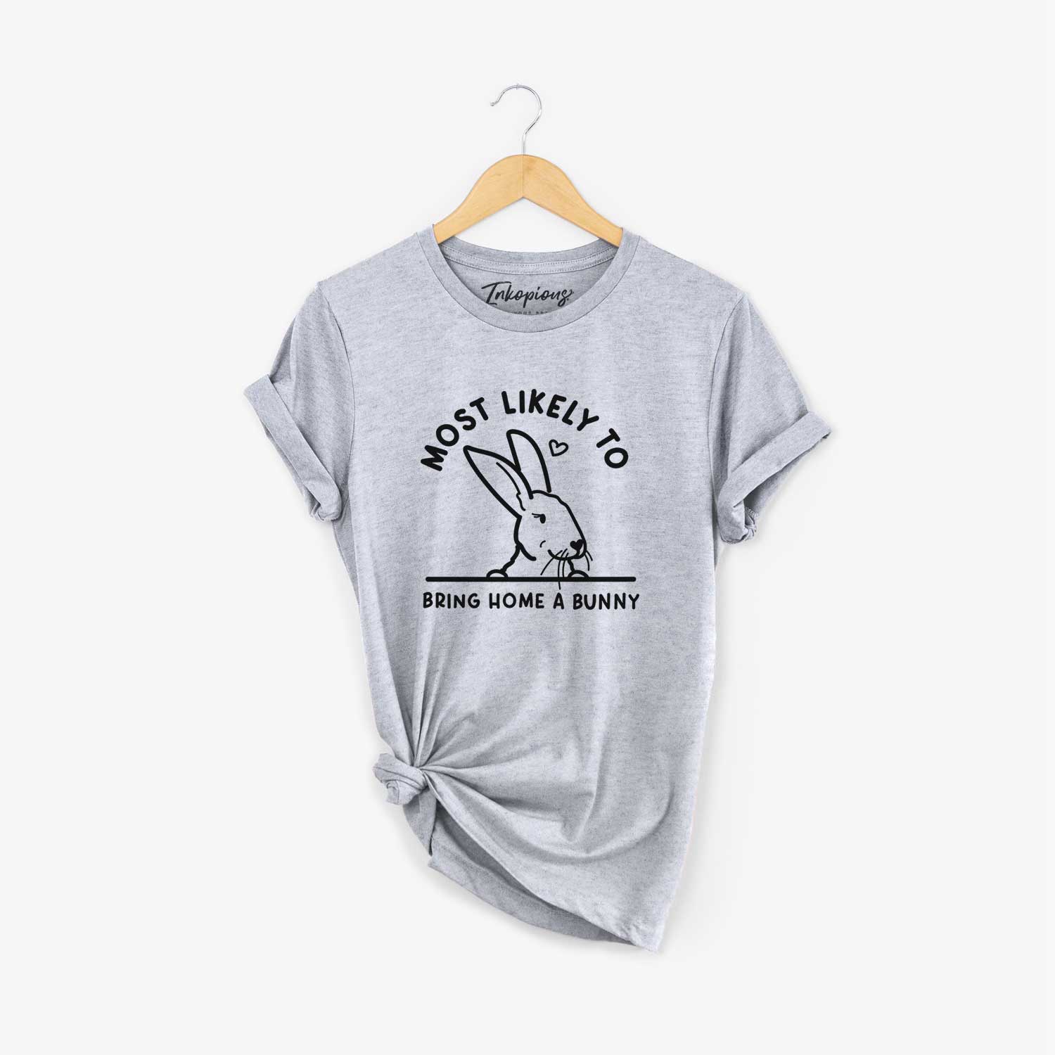 'Most Likely to Bring Home a Bunny' design on a Grey Unisex crewneck