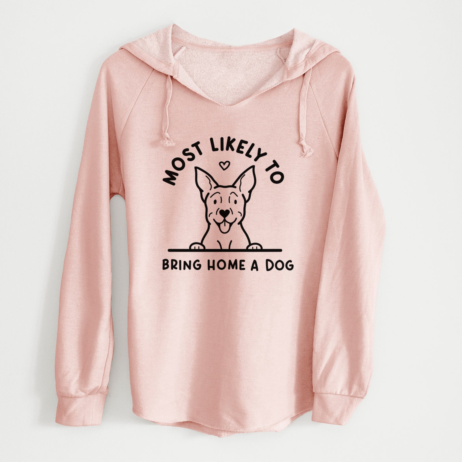 'Most Likely to Bring Home a Dog - Carolina Dog' design on a Blush Cali Wave Hooded Sweatshirt