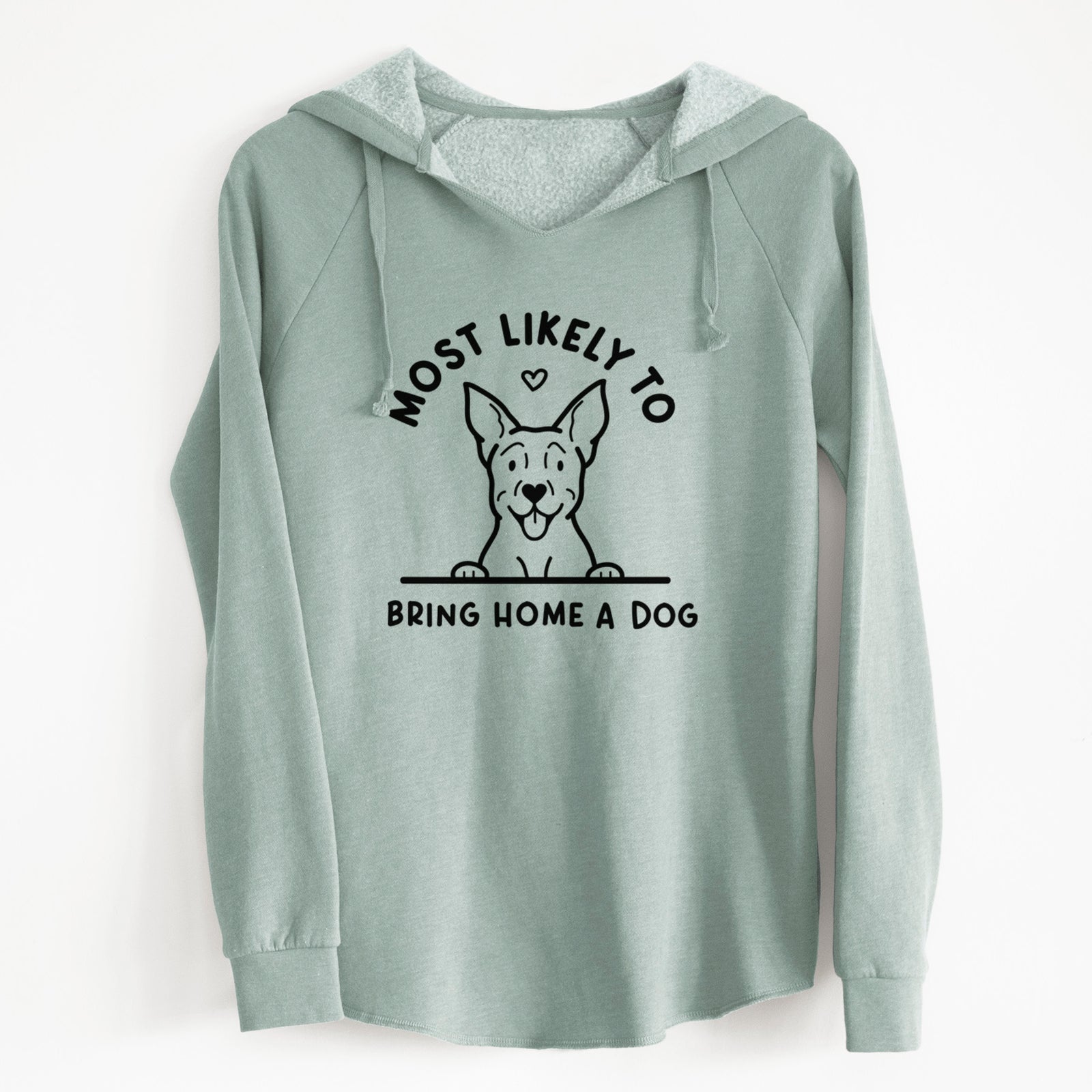 'Most Likely to Bring Home a Dog - Carolina Dog' design on a Sage Cali Wave Hooded Sweatshirt