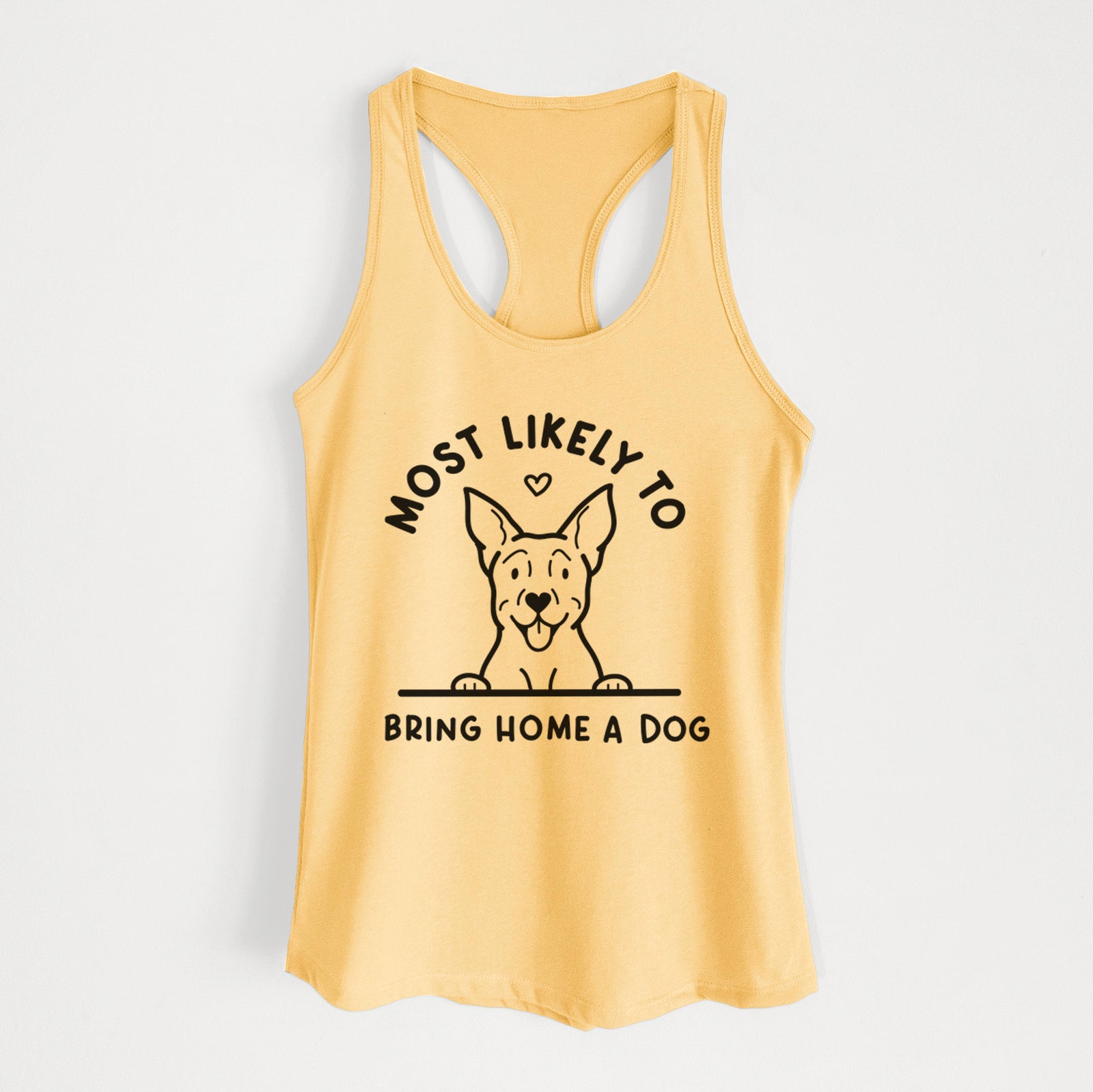 'Most Likely to Bring Home a Dog - Carolina Dog' design on a Banana Cream Women's racerback tanktop