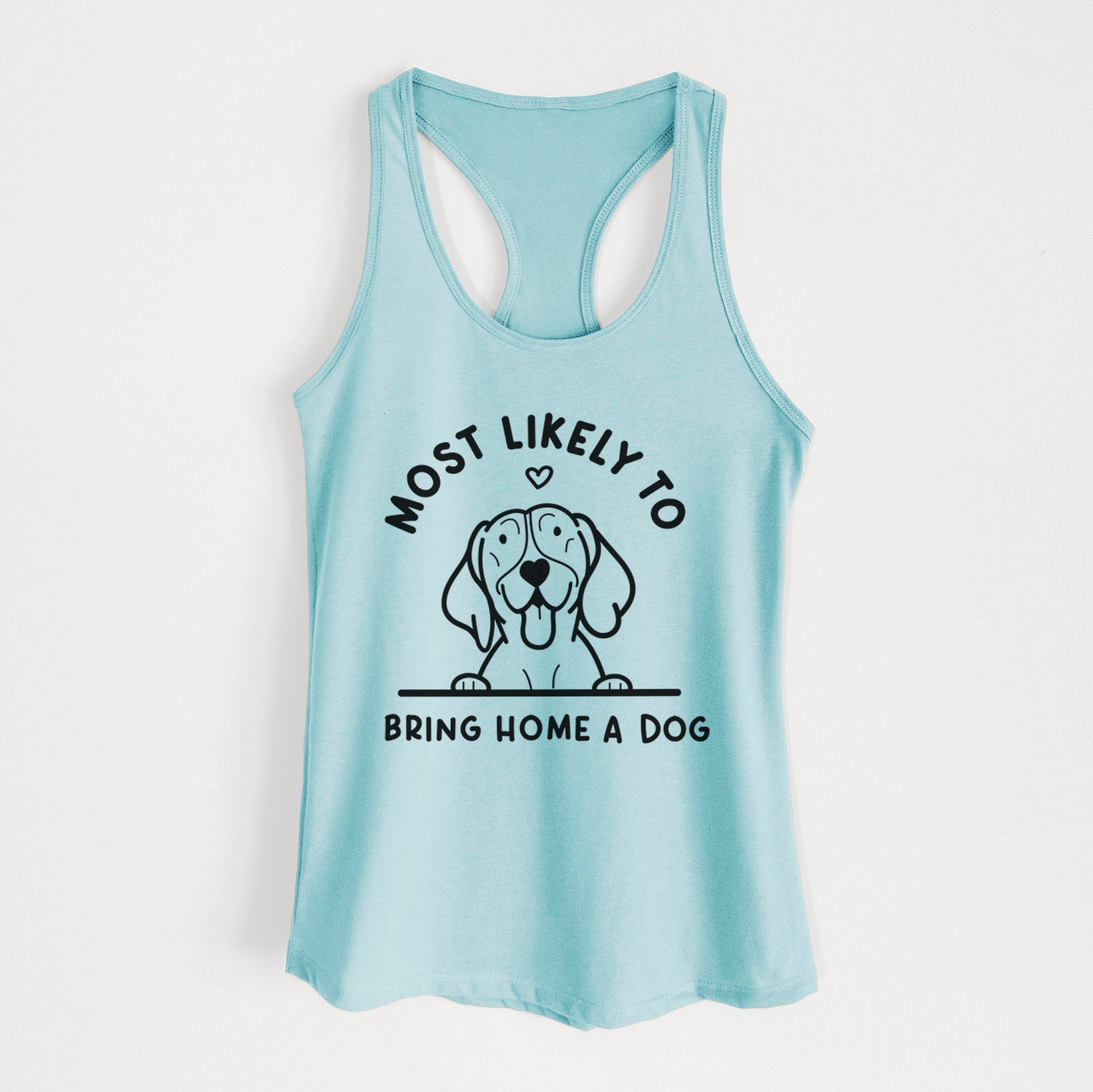 'Most Likely to Bring Home a Dog - German Shorthaired Pointer' design on a Cancun Blue Women's racerback tanktop