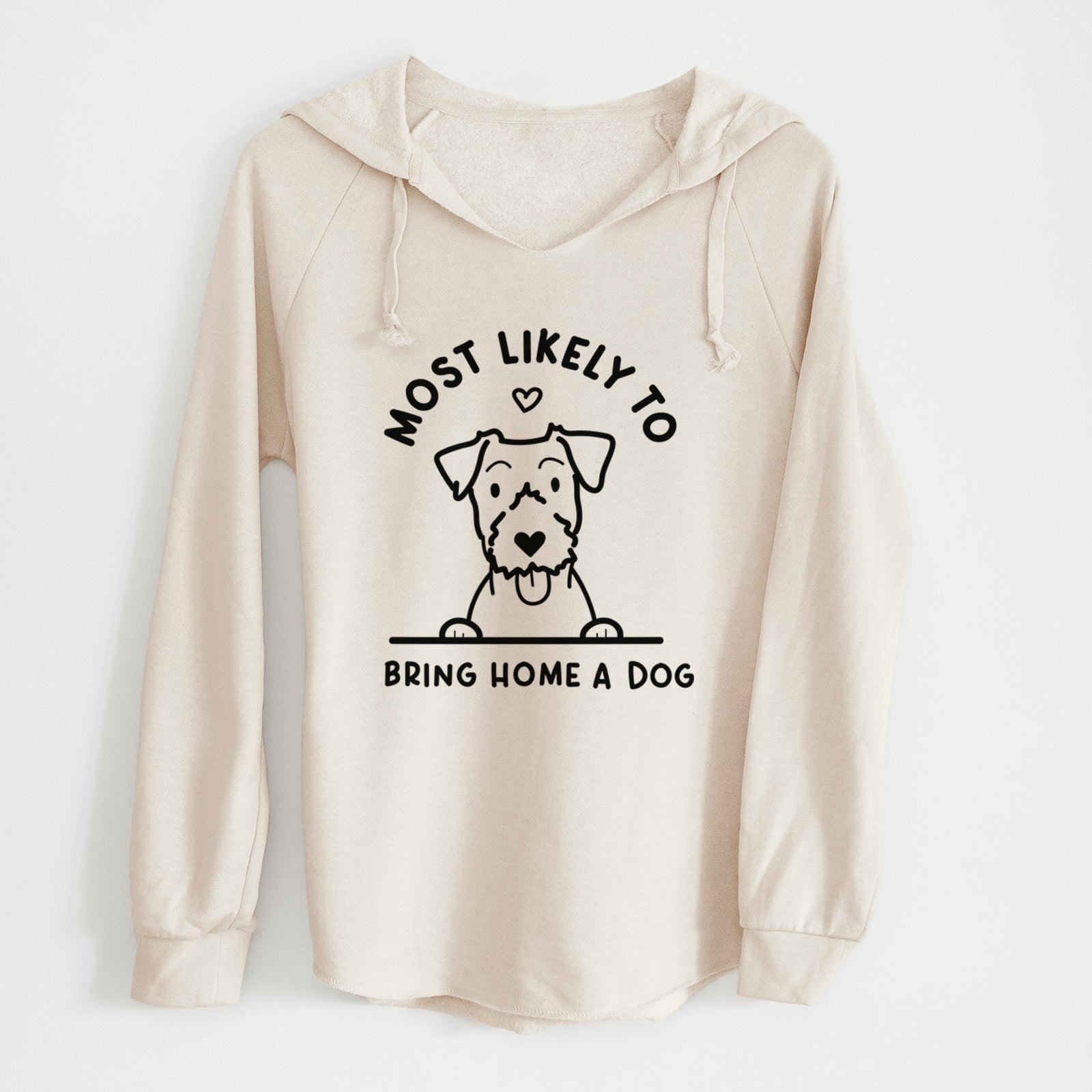 'Most Likely to Bring Home a Dog - Jack Russell' design on a Bone Cali Wave Hooded Sweatshirt