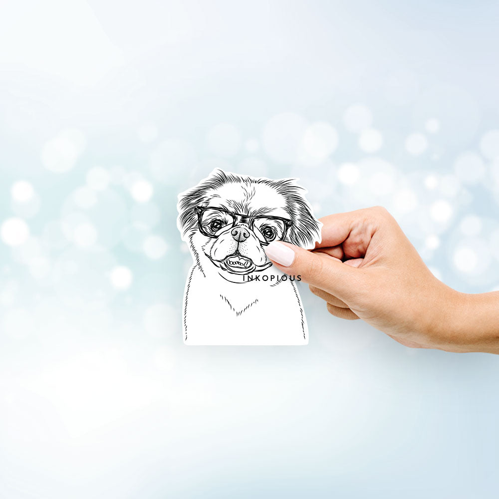 Hand-drawn sketch of Danny the Pekingese on a decal sticker