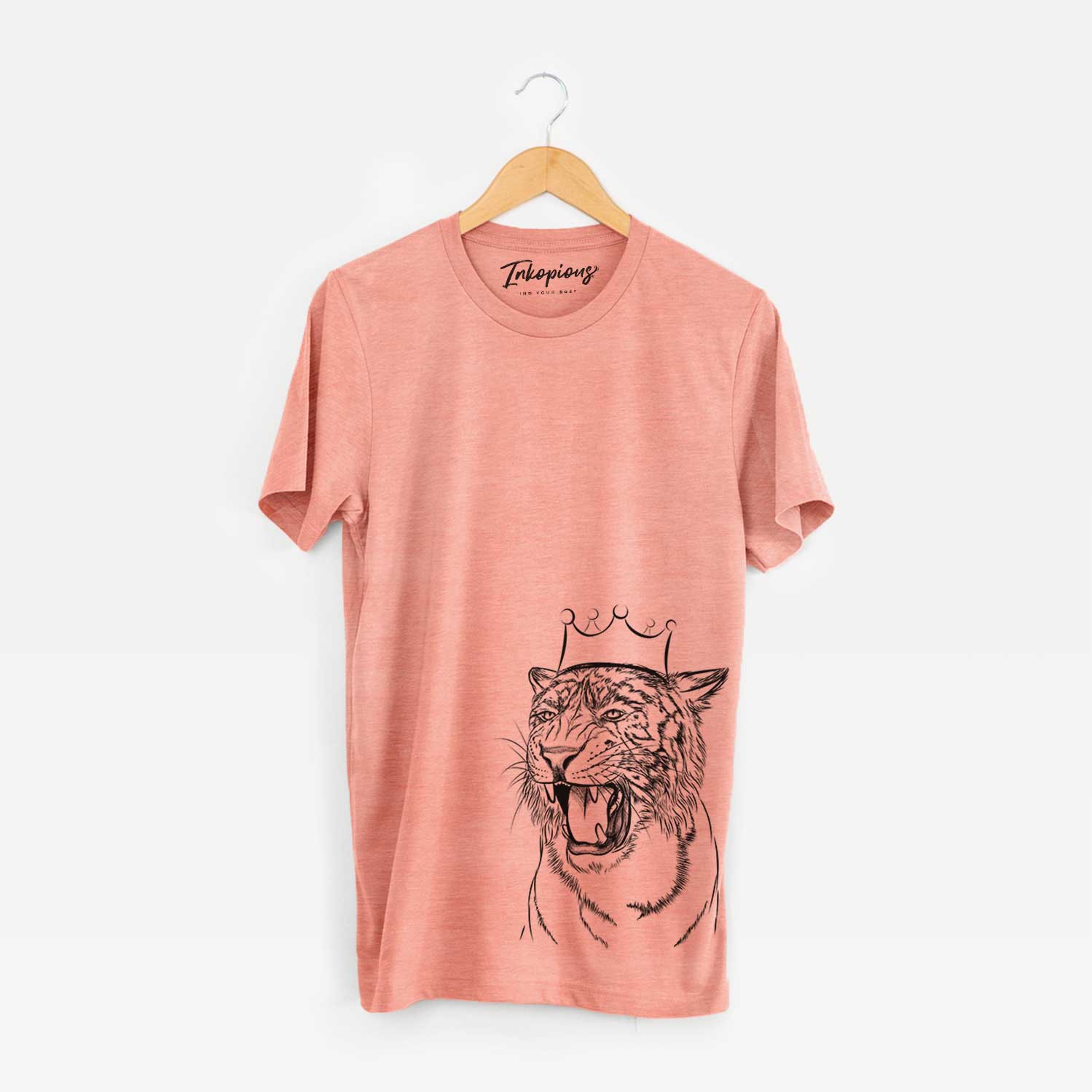 Hand-drawn sketch of King the Tiger on a Sunset Unisex crewneck