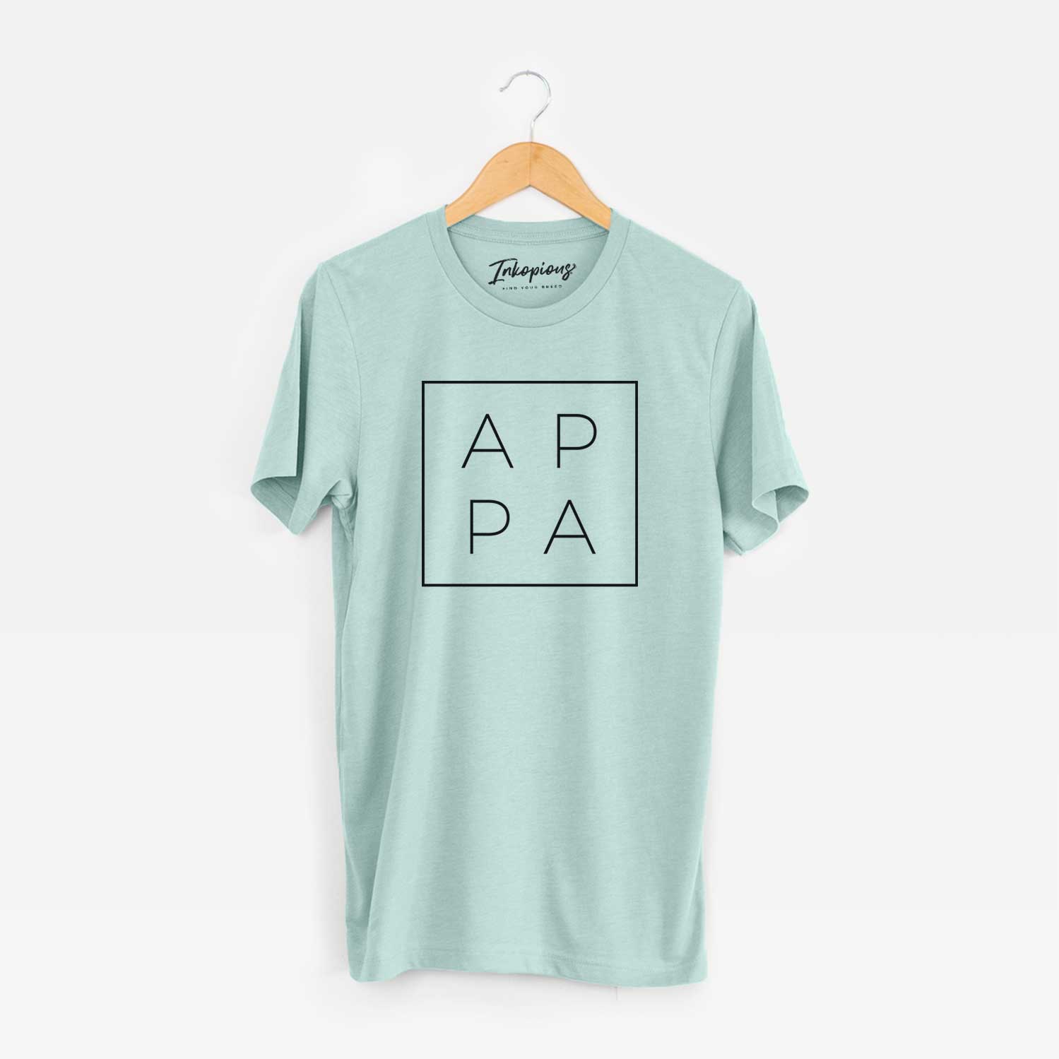 'Appa Boxed' design on a Dusty Blue Unisex crewneck