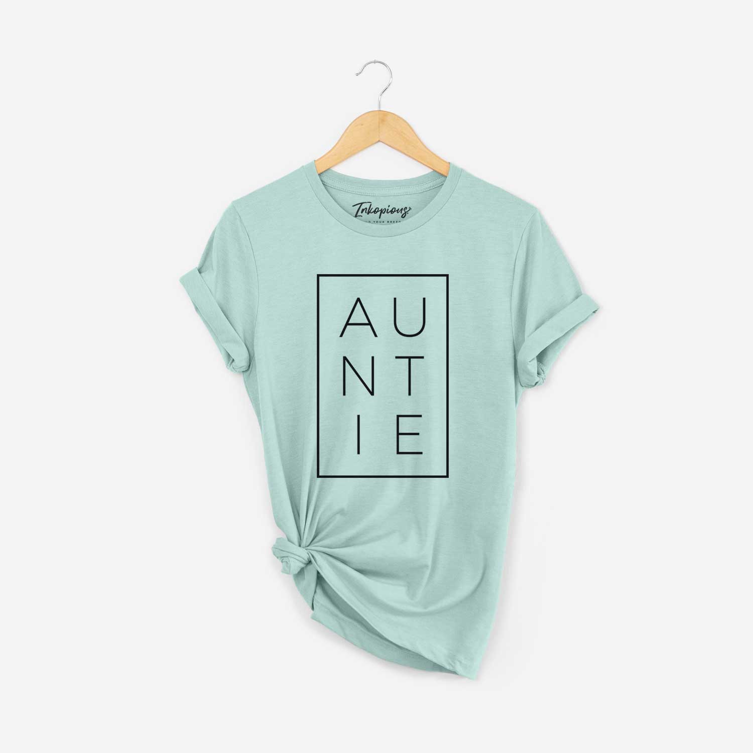 'Auntie Boxed' design on a Dusty Blue Unisex crewneck
