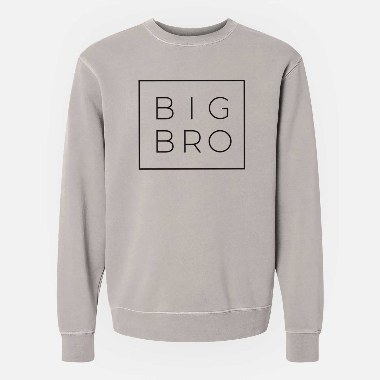'Big Bro Boxed' design on a Cement Unisex pigment dyed crew sweatshirt