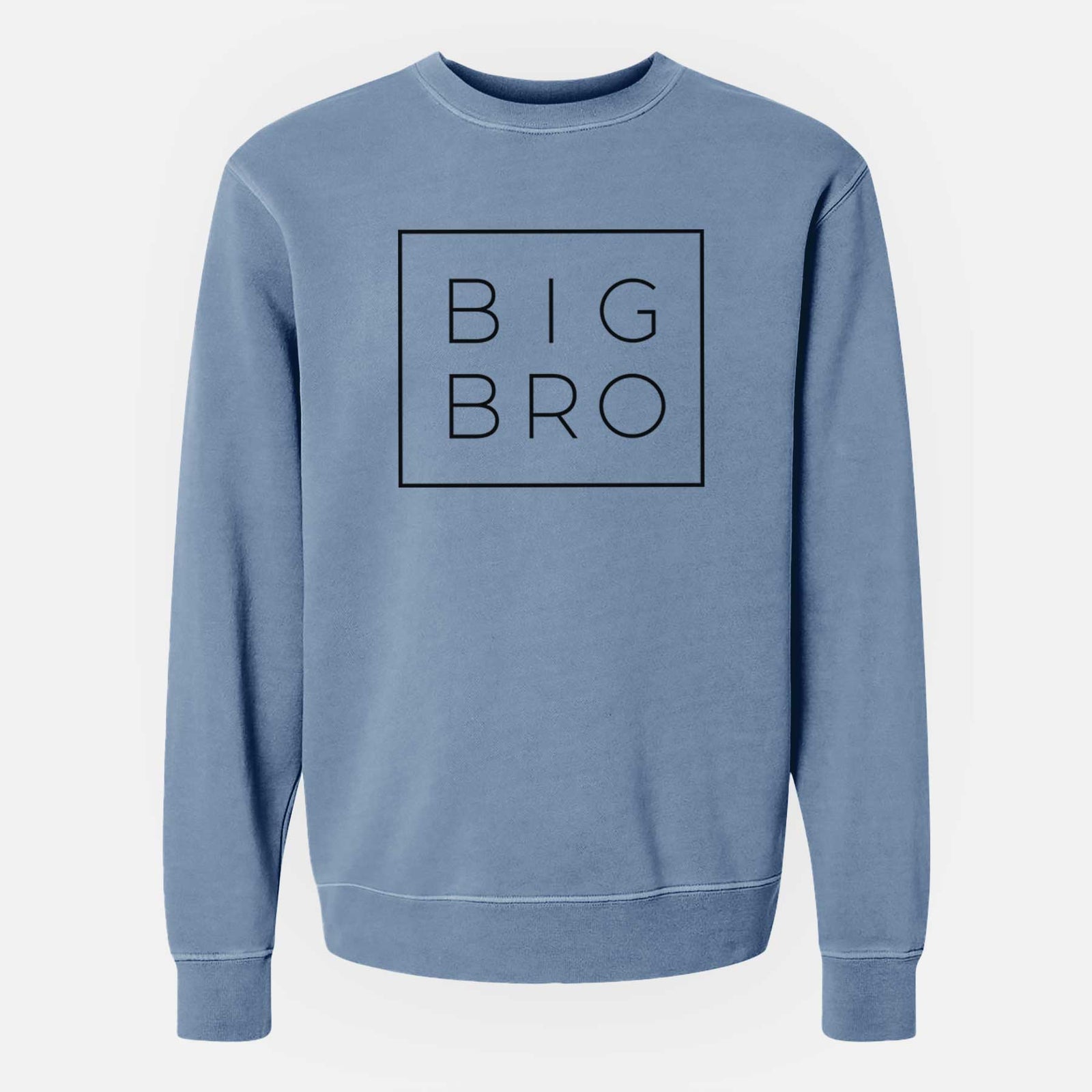 'Big Bro Boxed' design on a Slate Blue Unisex pigment dyed crew sweatshirt