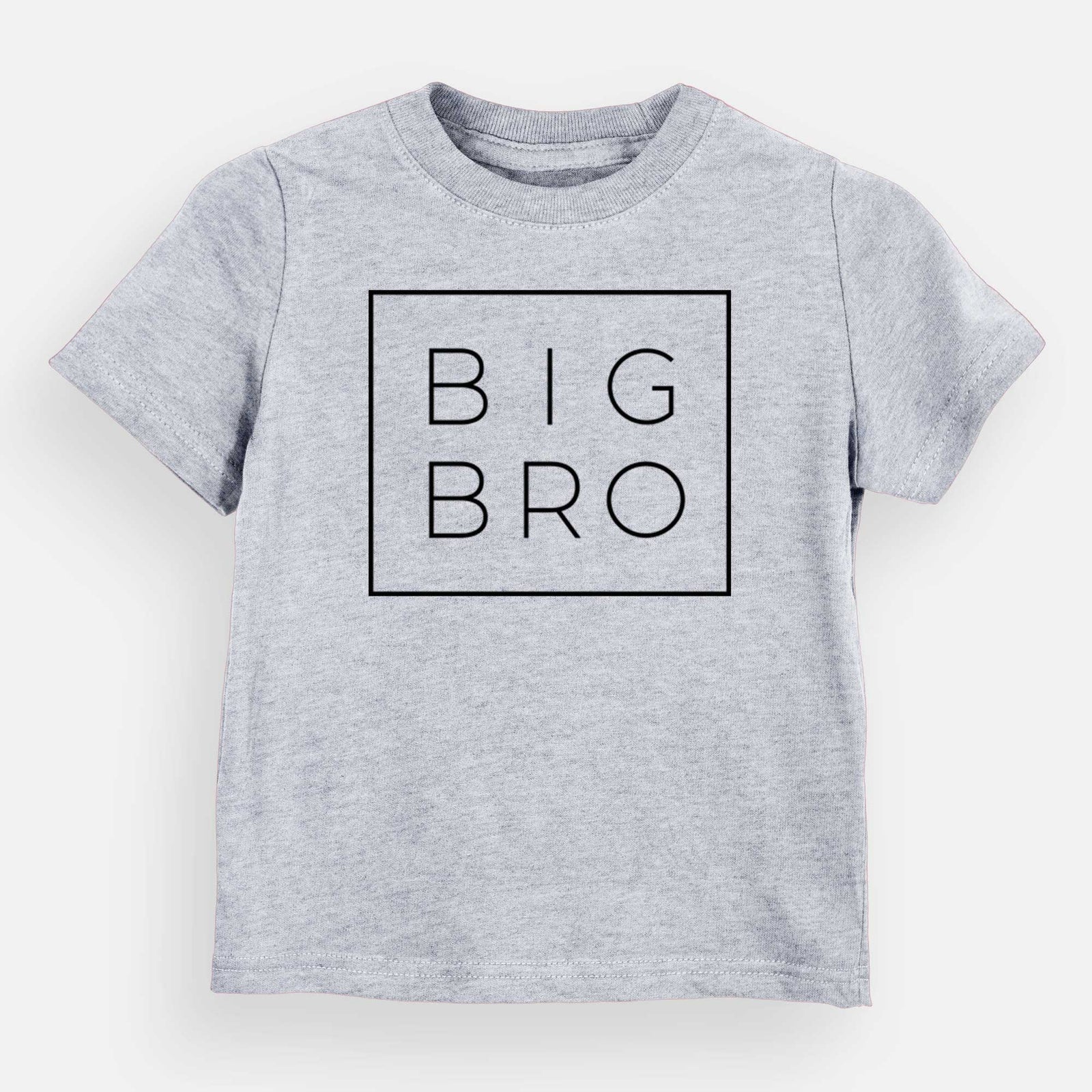 'Big Bro Boxed' design on a Grey kids' shirt