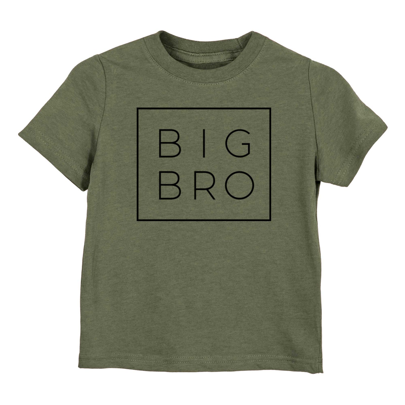 'Big Bro Boxed' design on an Olive kids' shirt