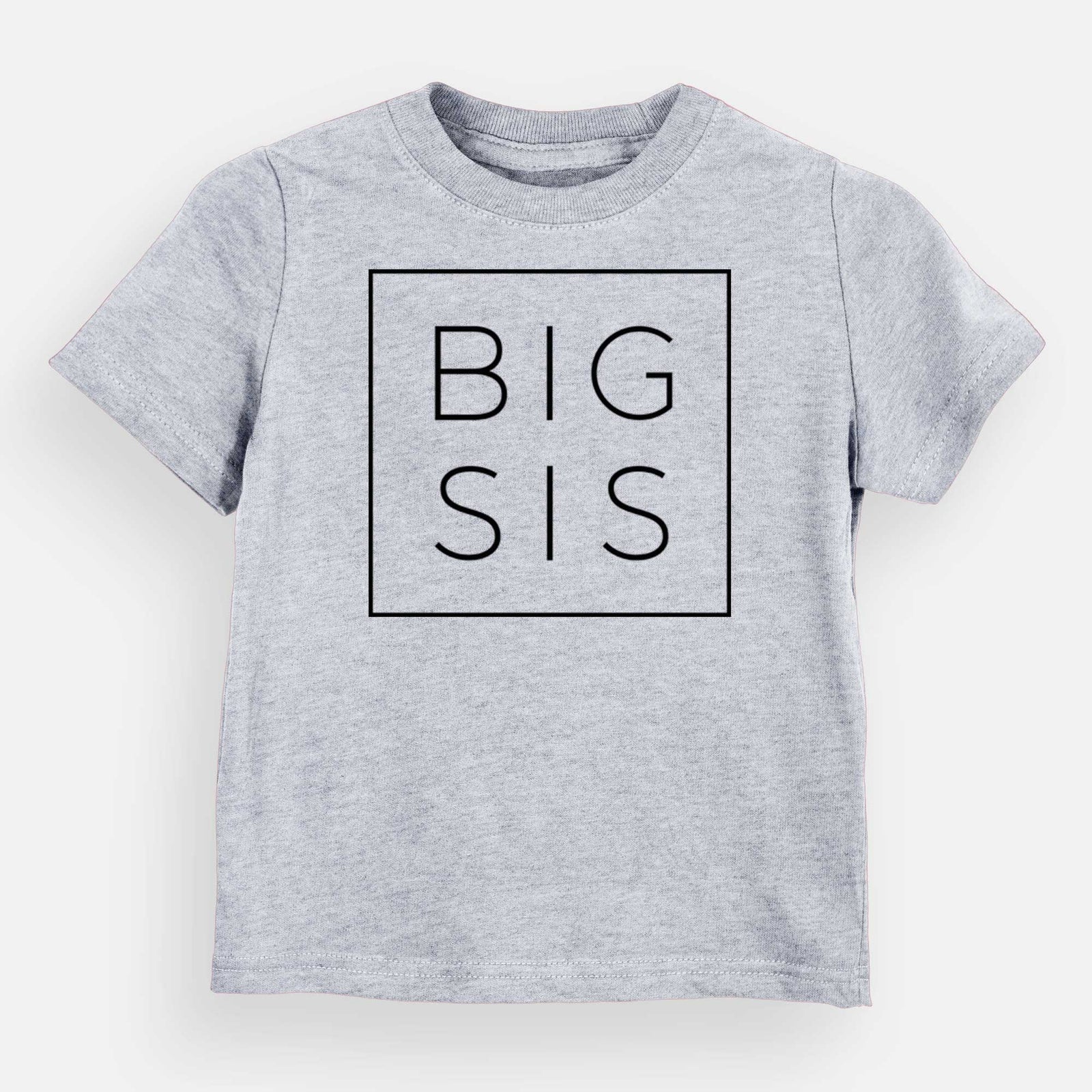 'Big Sis Boxed' design on a Grey kids' shirt