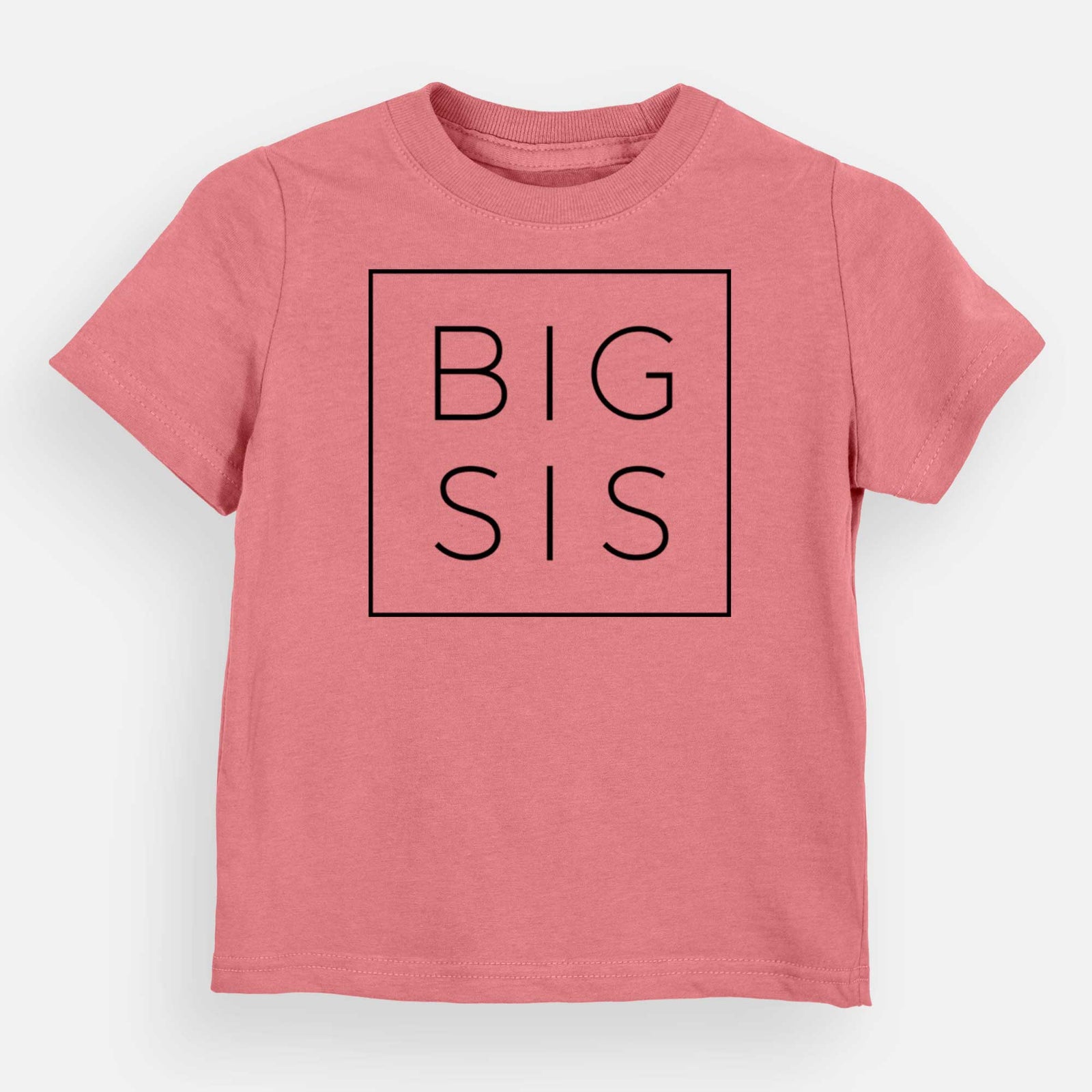 'Big Sis Boxed' design on a Mauve kids' shirt