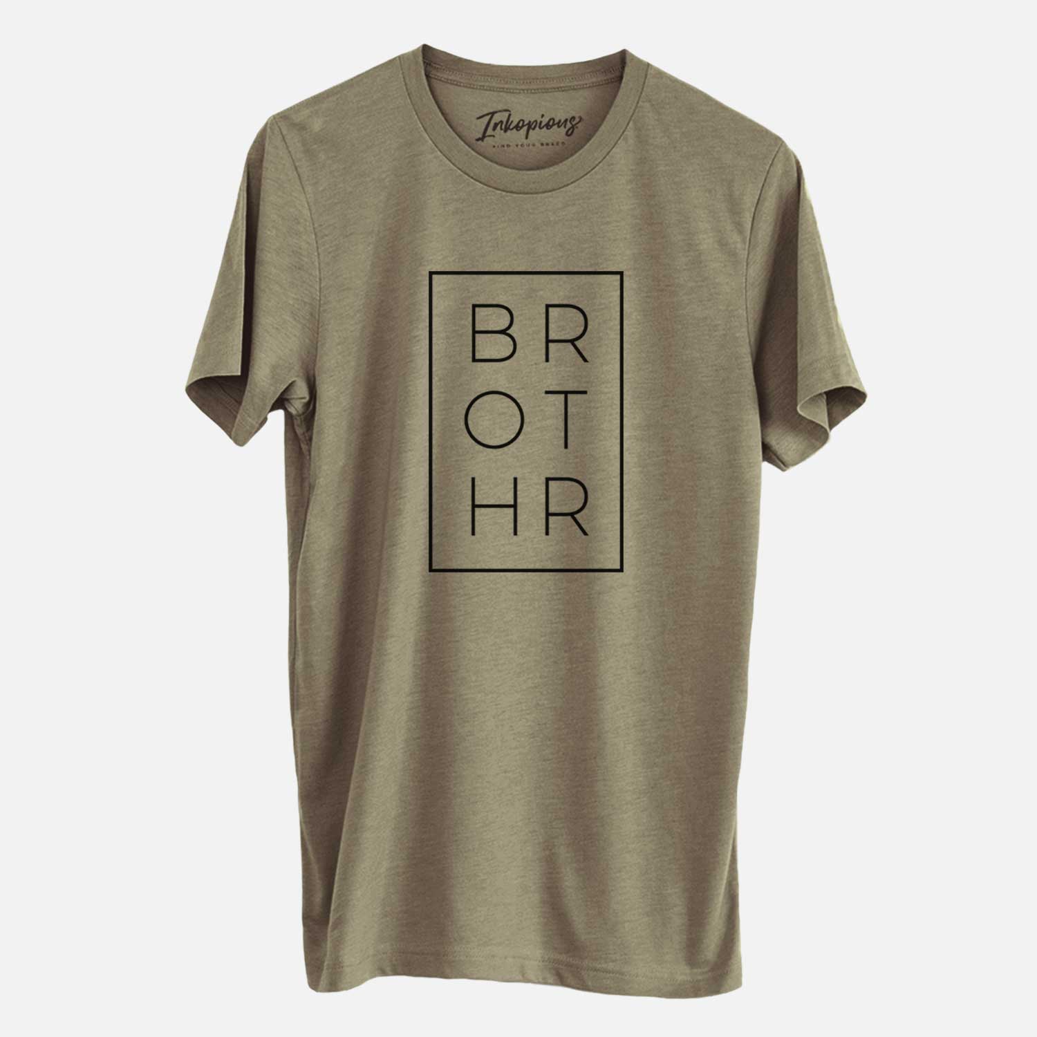 'Brother Boxed' design on an Olive Unisex crewneck
