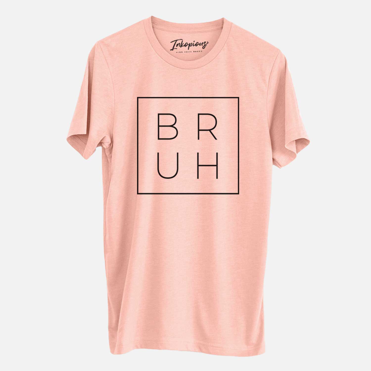 'Bruh Boxed' design on a Peach Unisex crewneck