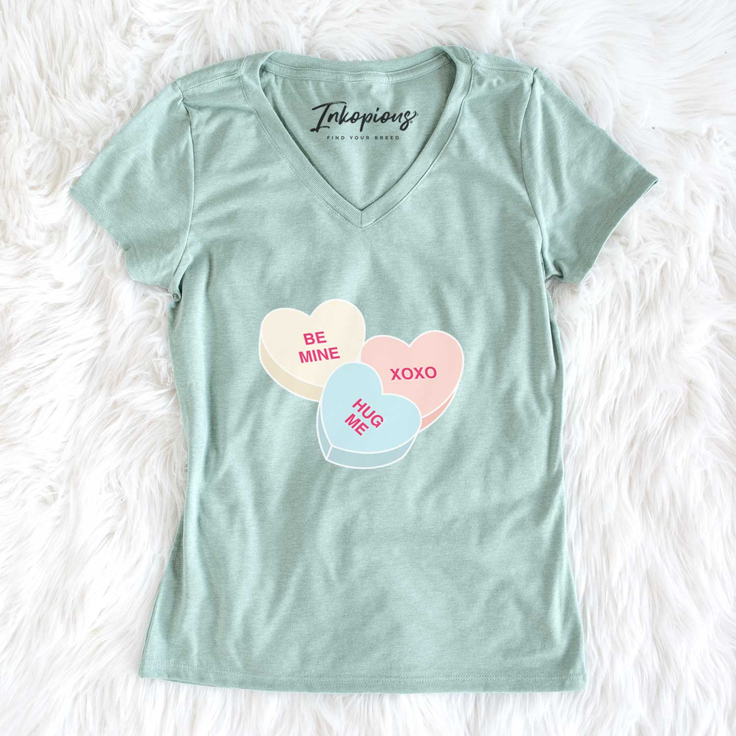 Valentine Candy Conversation Hearts - Women's V-neck Shirt
