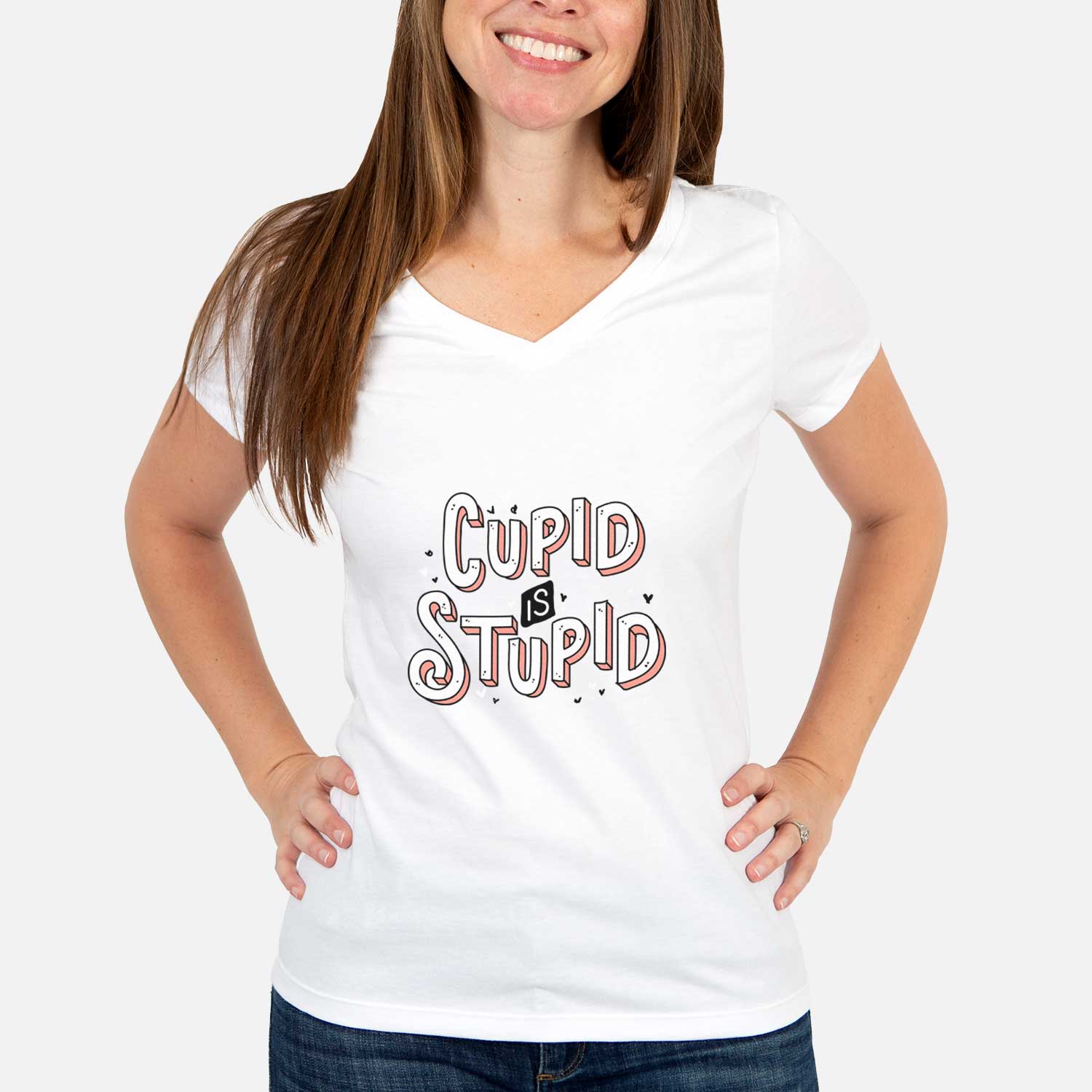 Cupid Is Stupid - Women's V-neck Shirt