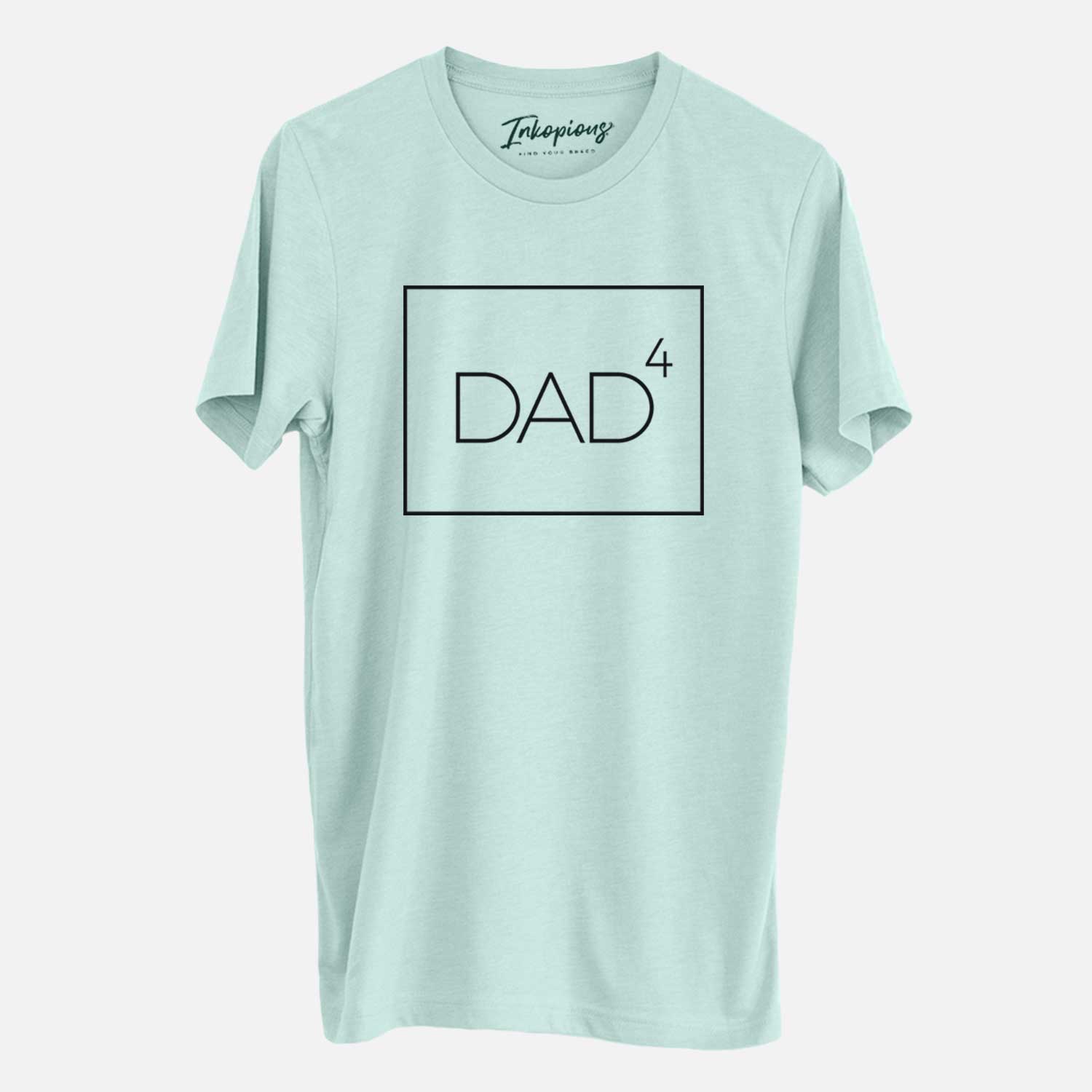 'Dad to the 4th Power Boxed' design on a Heather Sage Unisex crewneck