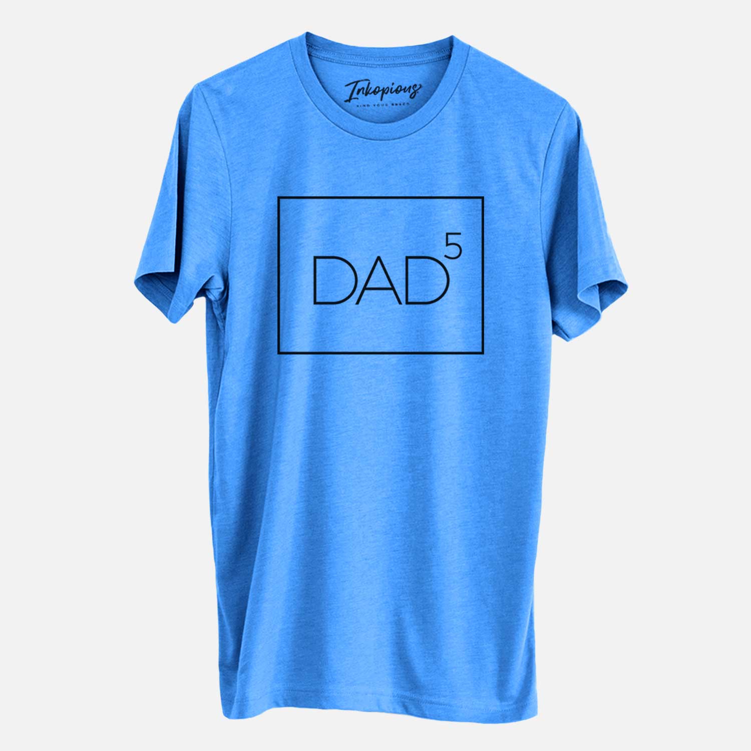 'Dad to the 5th Power Boxed' design on a Blue Unisex crewneck
