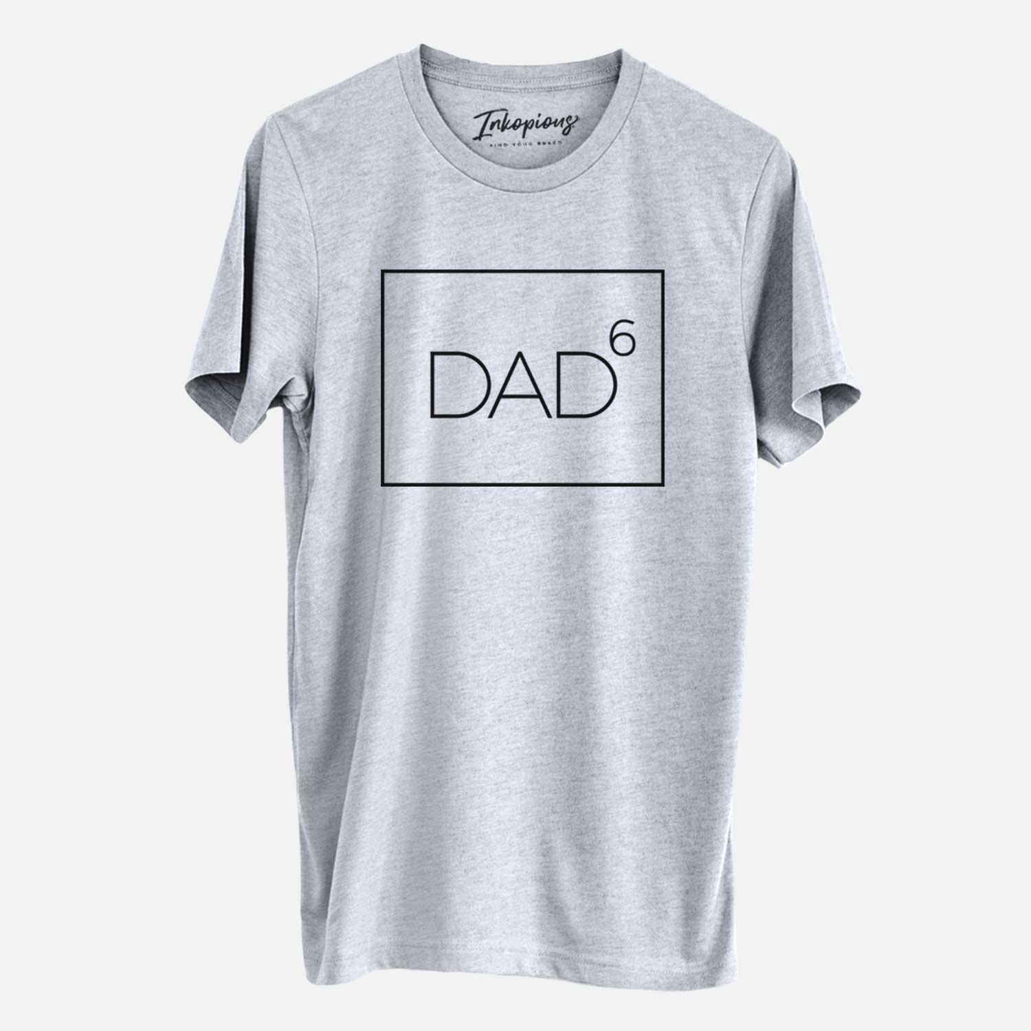 'Dad to the 6th Power Boxed' design on a Grey Unisex crewneck