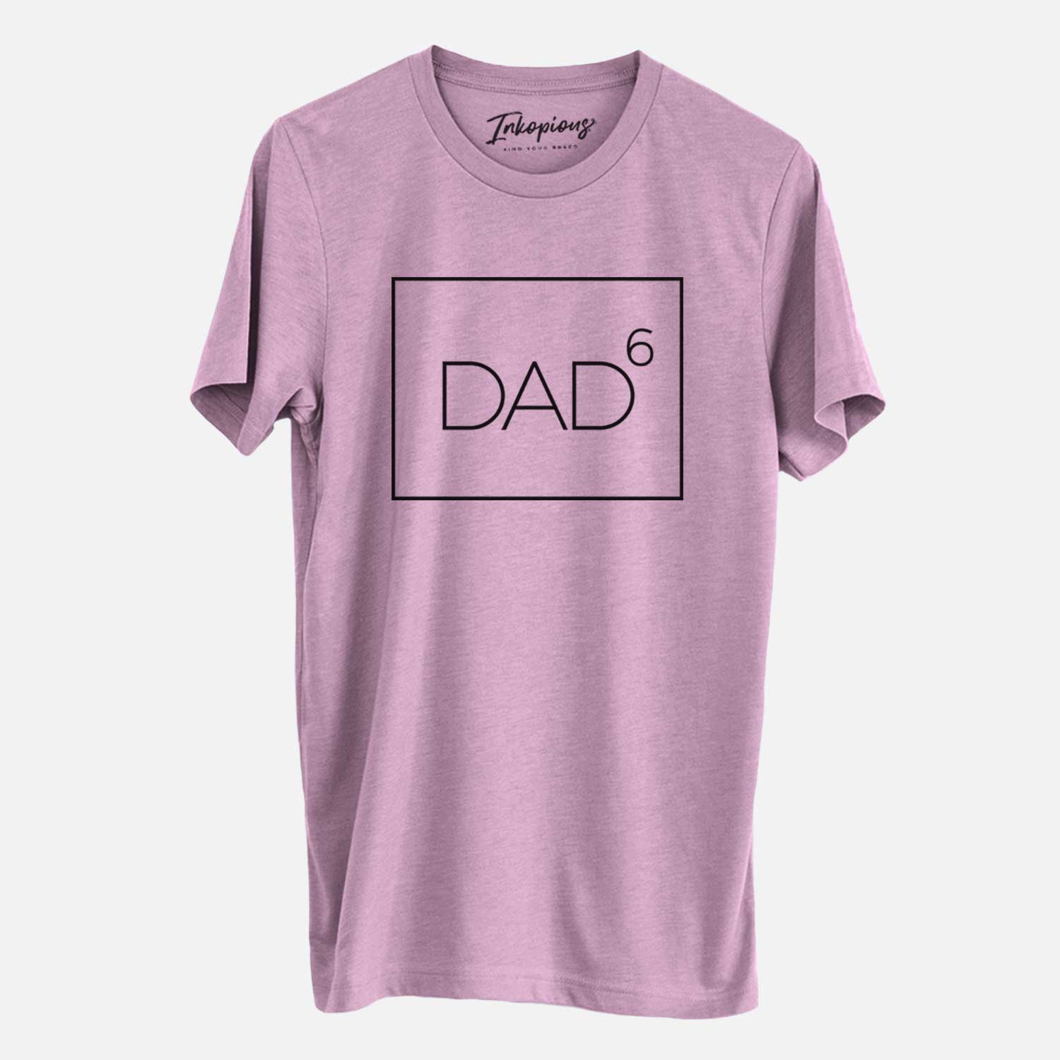 'Dad to the 6th Power Boxed' design on an Orchid Unisex crewneck