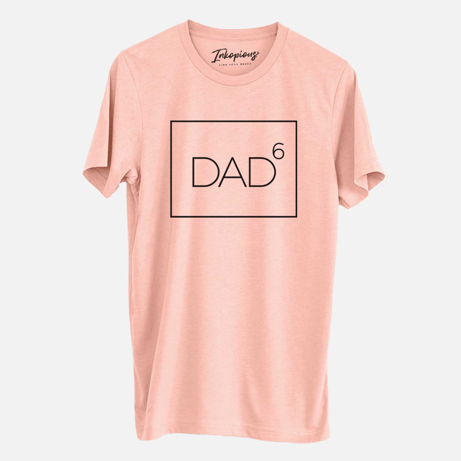 'Dad to the 6th Power Boxed' design on a Peach Unisex crewneck