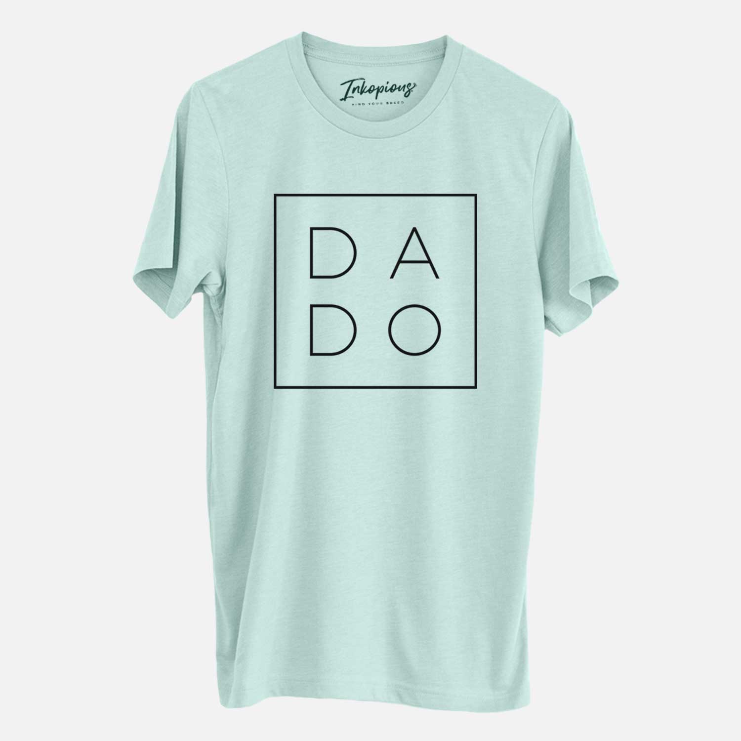 'Dado Boxed' design on a Heather Sage Unisex crewneck
