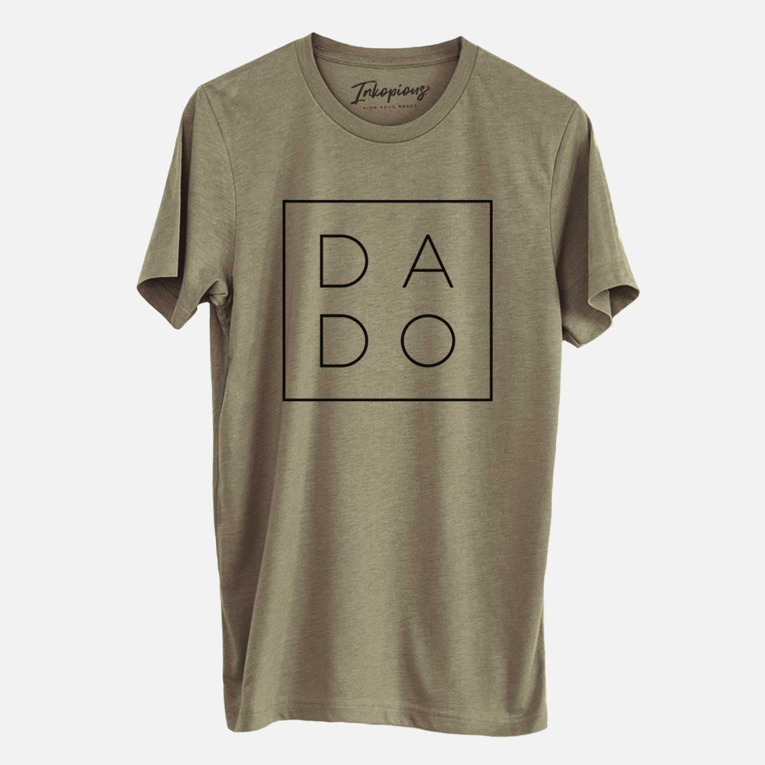 'Dado Boxed' design on an Olive Unisex crewneck
