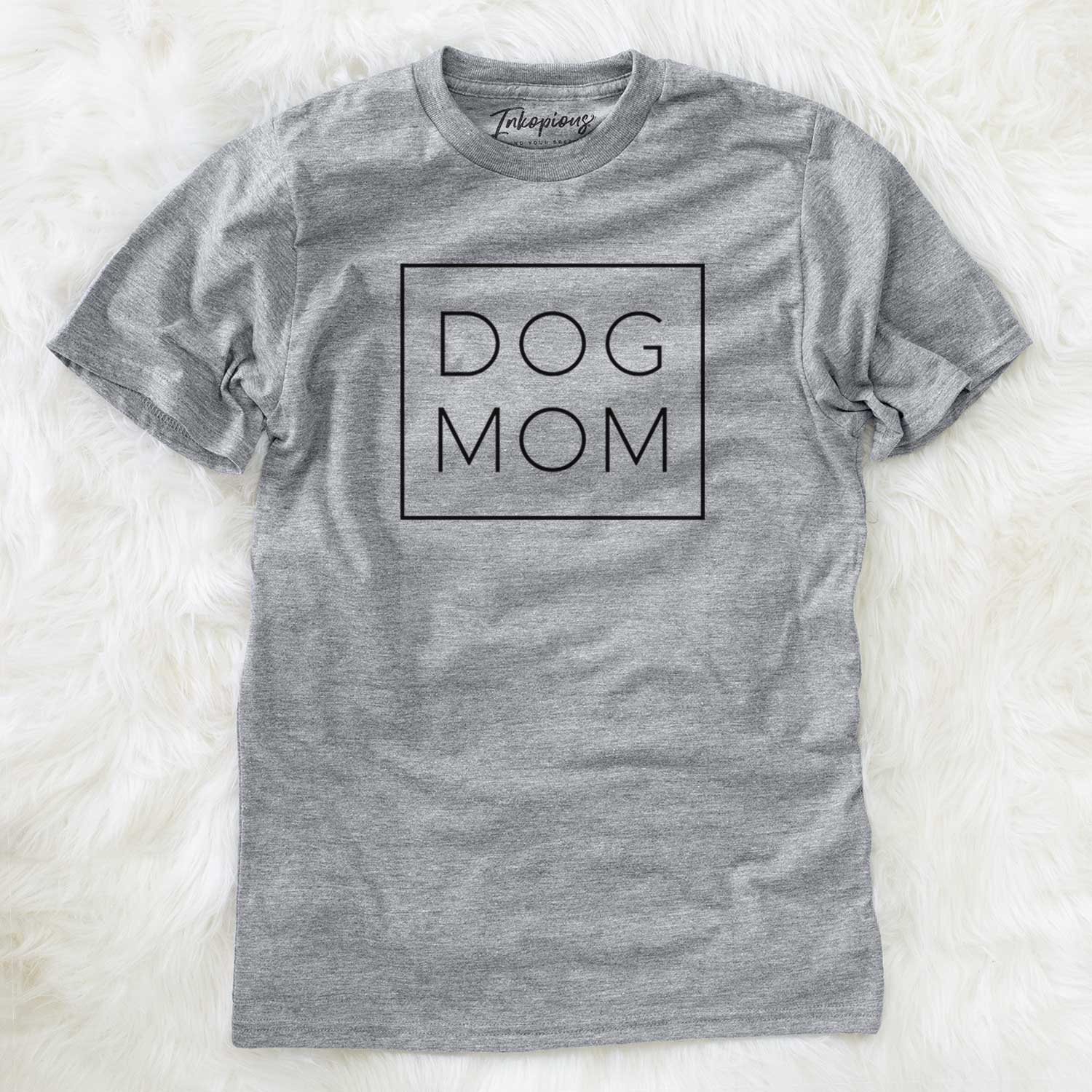 'Dog Mom Boxed' design on a Grey Unisex crewneck