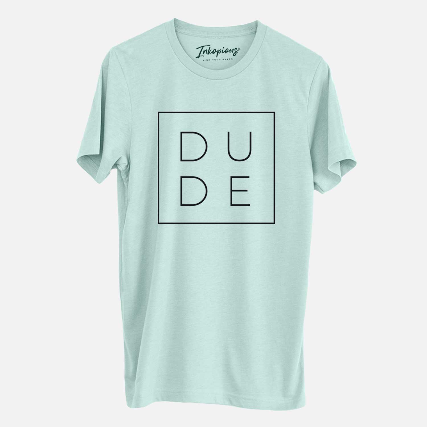 'Dude Boxed' design on a Heather Sage Unisex crewneck
