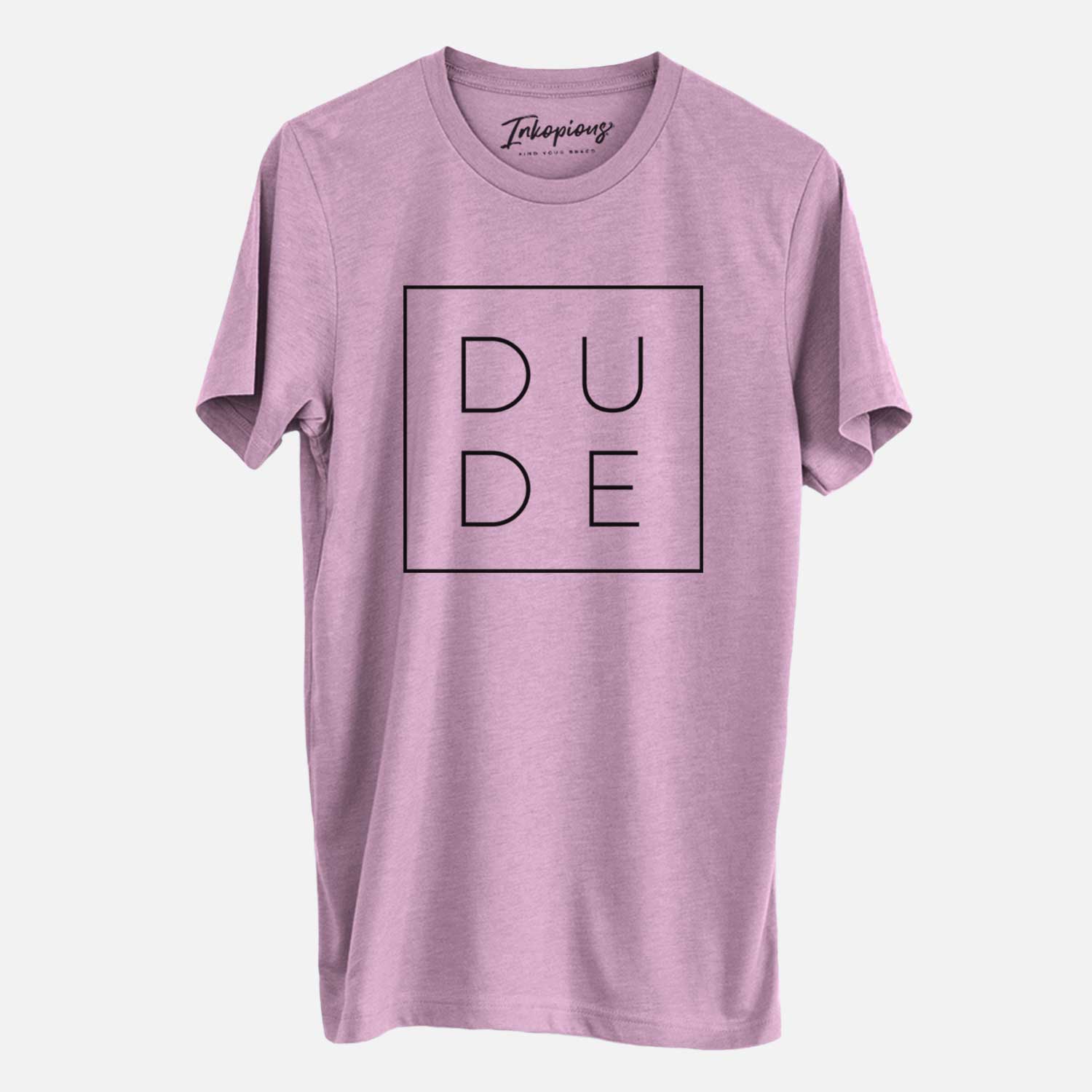 'Dude Boxed' design on an Orchid Unisex crewneck