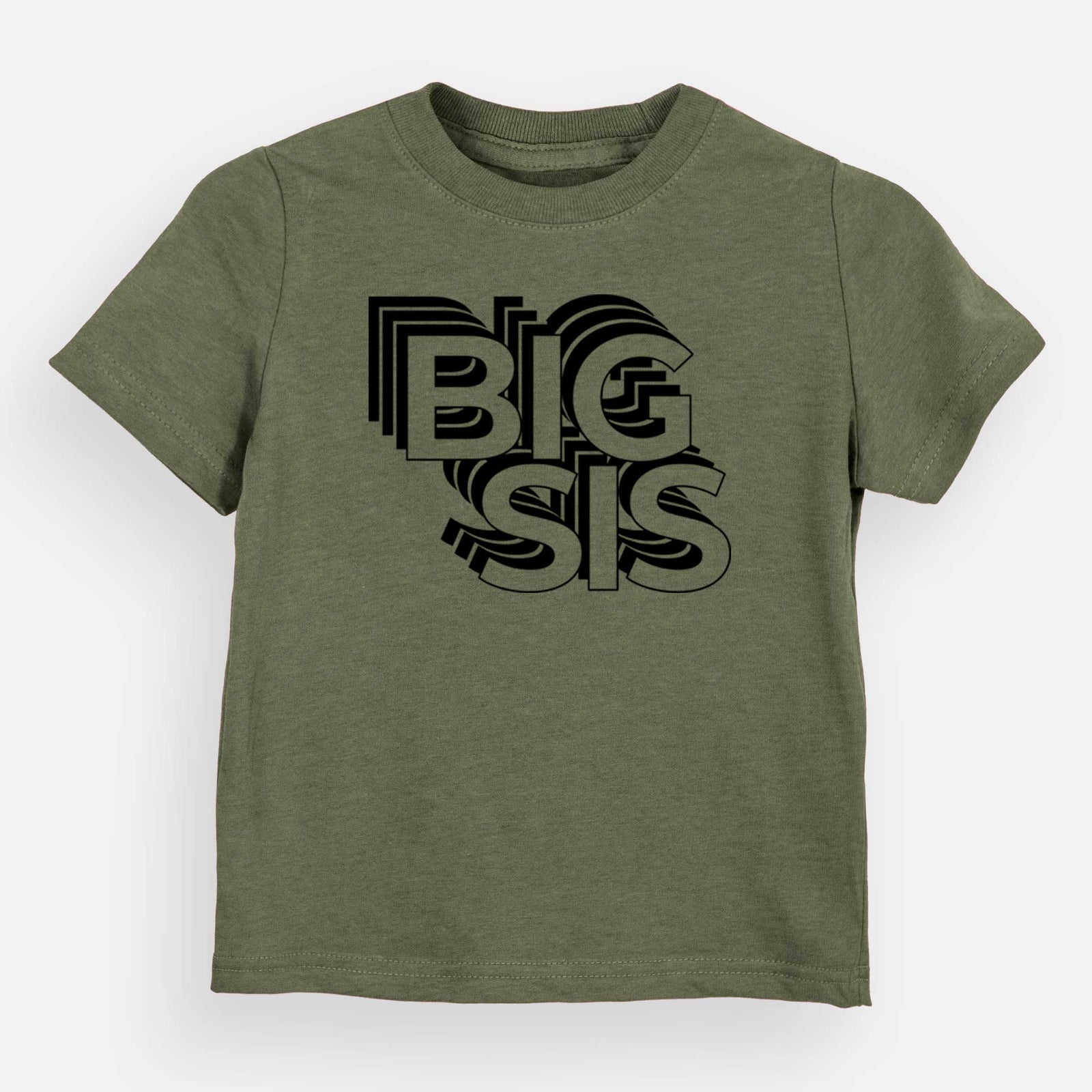 'Big Sis - Electristack Collection' design on an Olive kids' shirt