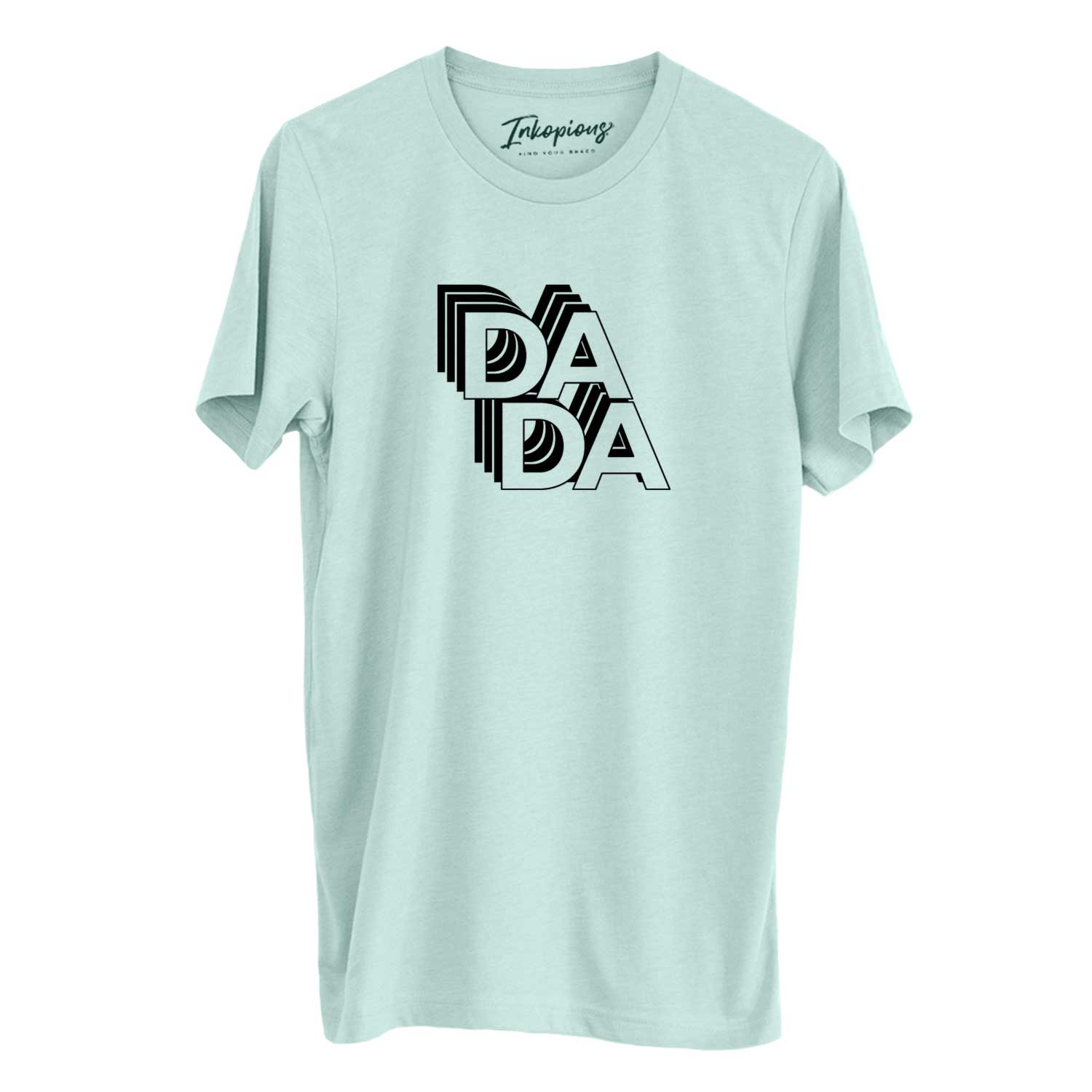 'Dada - Electristack Collection' design on a Heather Sage Unisex crewneck, worn by a man