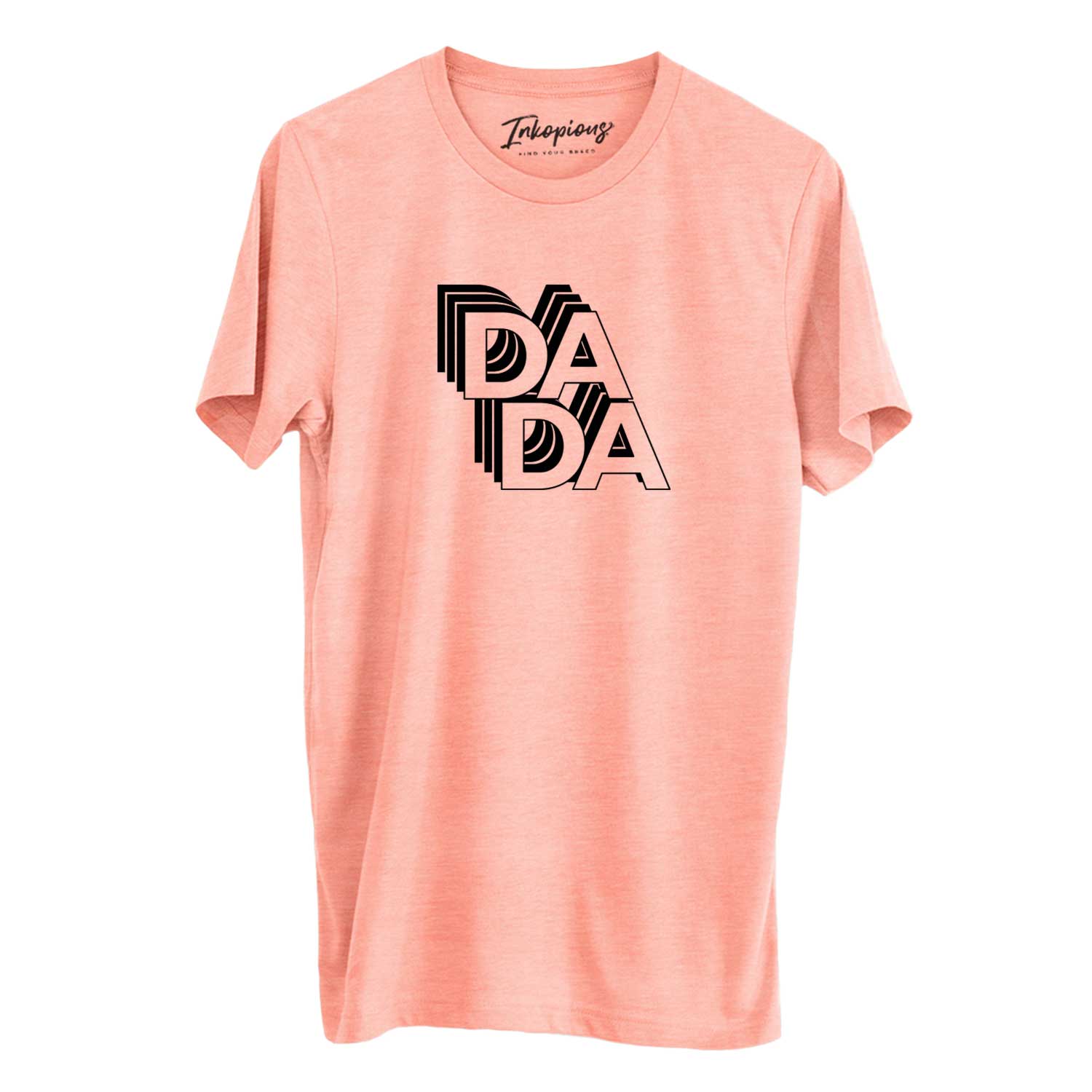 'Dada - Electristack Collection' design on a Sunset Unisex crewneck, worn by a man