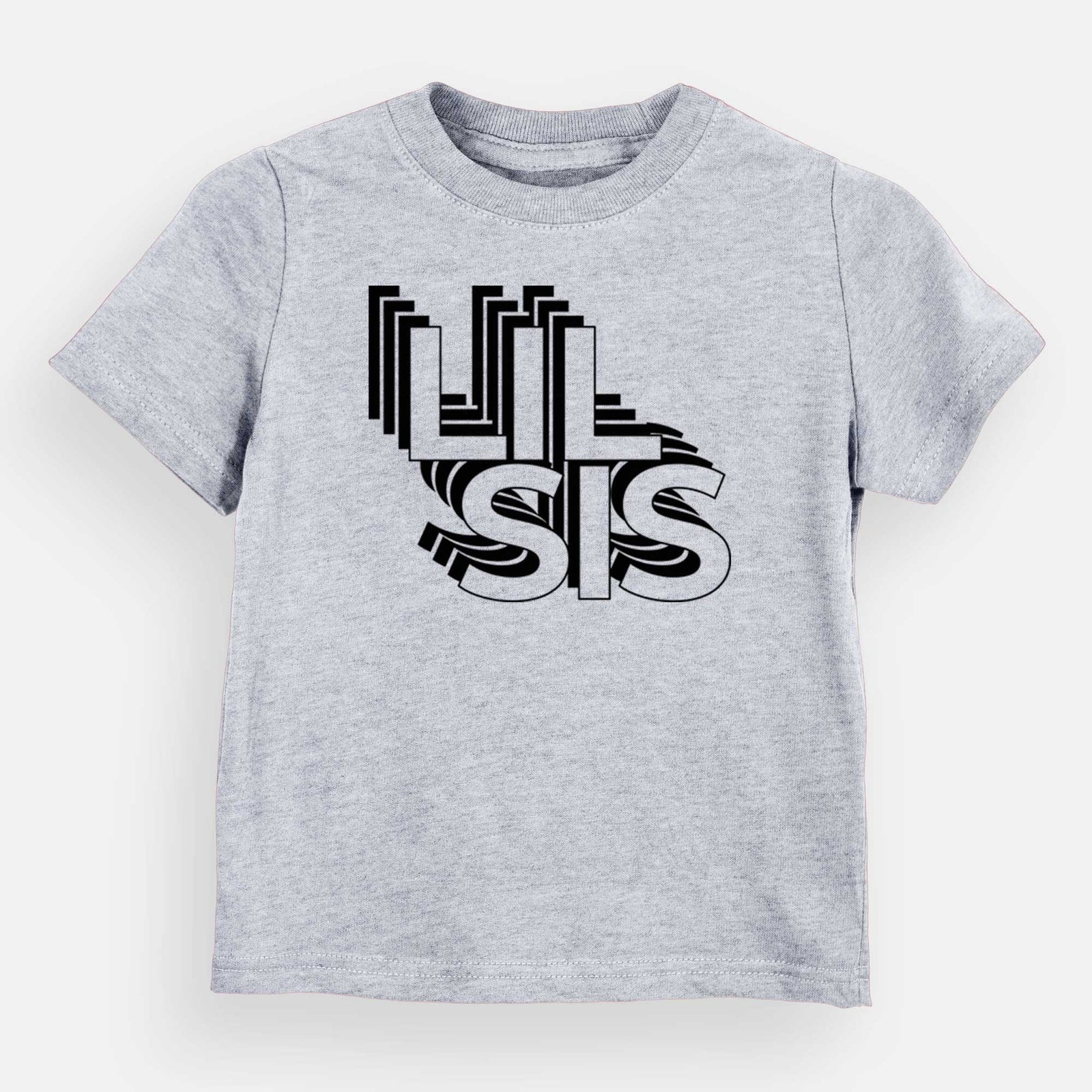 'Lil Sis - Electristack Collection' design on a Grey kids' shirt