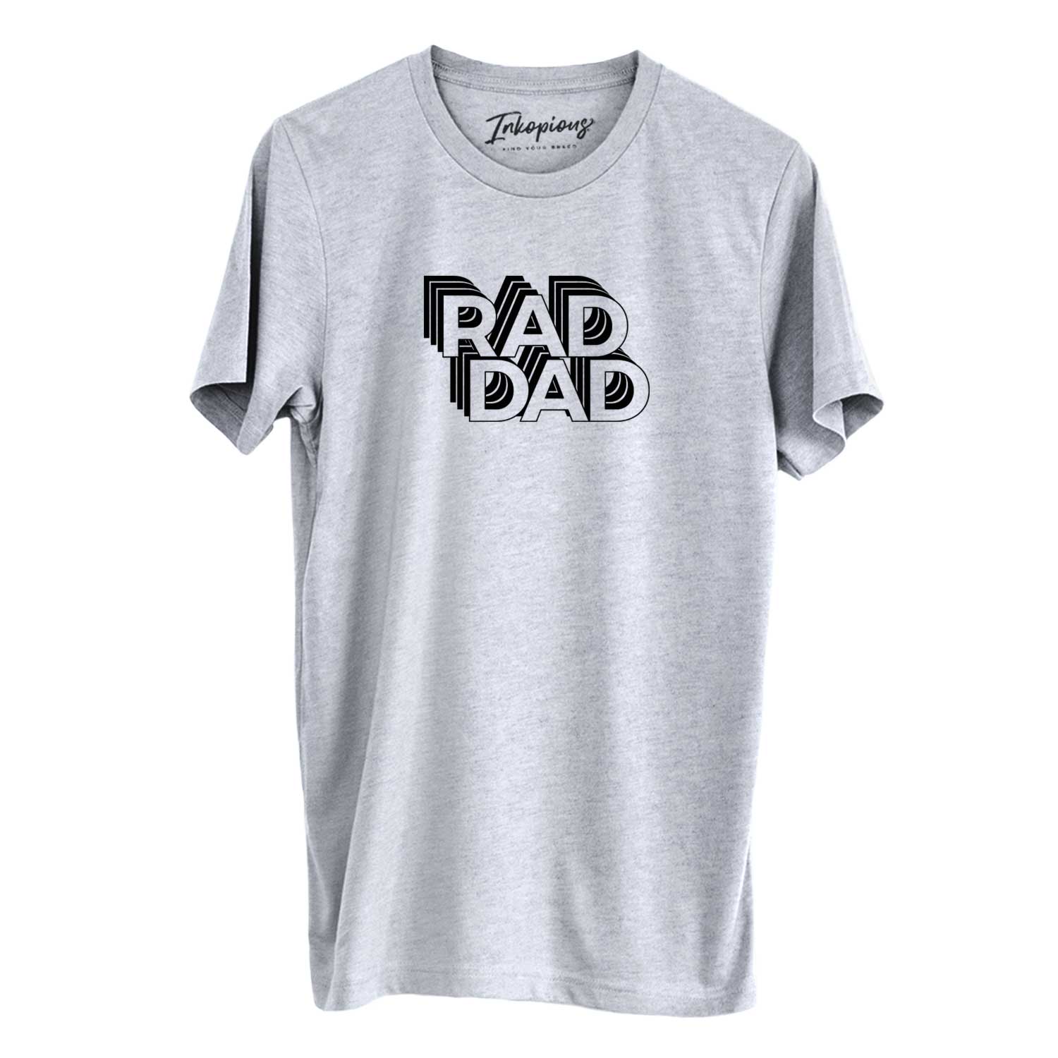 'Rad Dad - Electristack Collection' design on a Grey Unisex crewneck, worn by a man