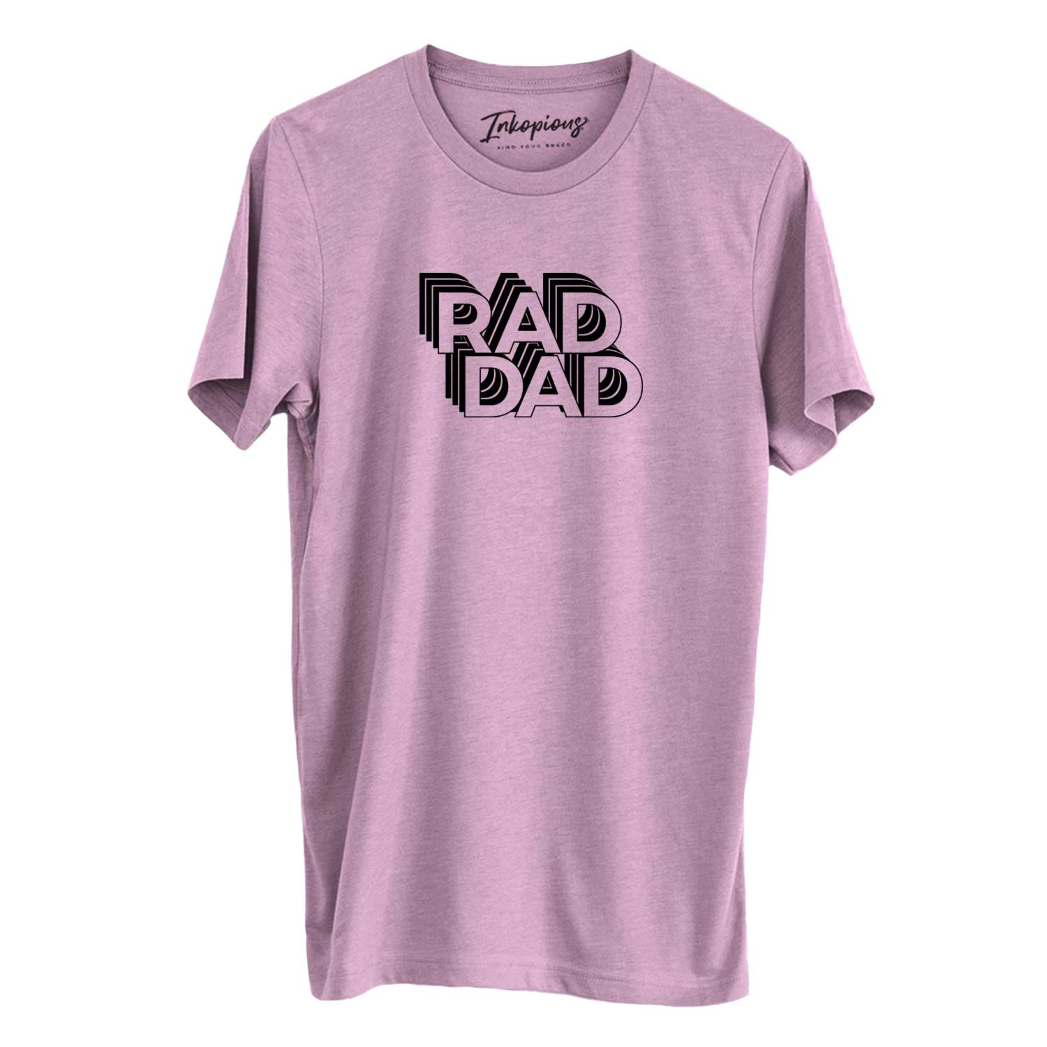'Rad Dad - Electristack Collection' design on an Orchid Unisex crewneck, worn by a man