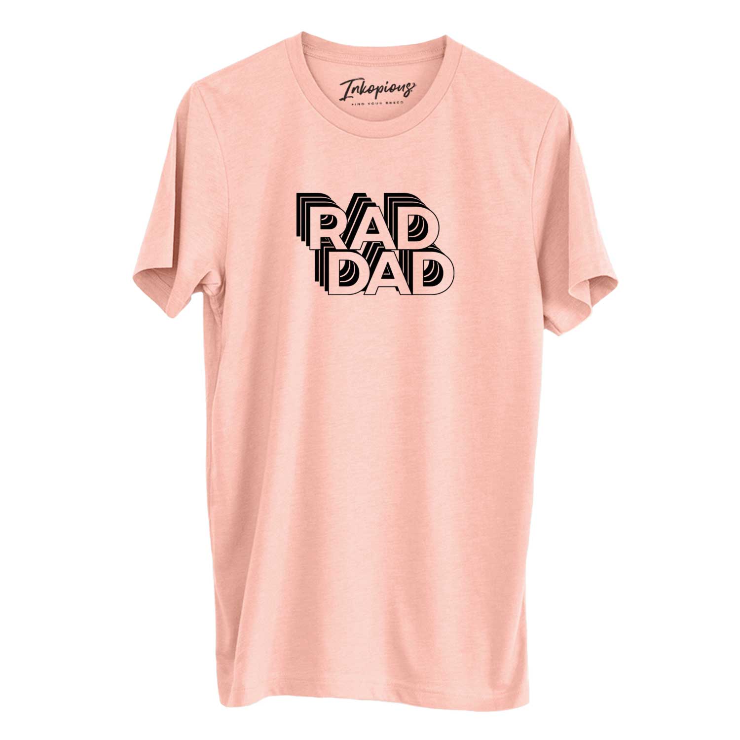 'Rad Dad - Electristack Collection' design on a Peach Unisex crewneck, worn by a man