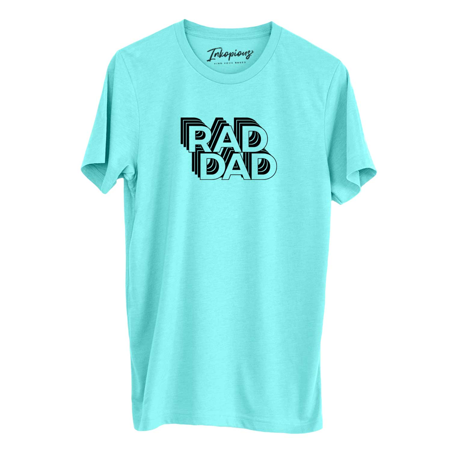 'Rad Dad - Electristack Collection' design on a Sea Green Unisex crewneck, worn by a man