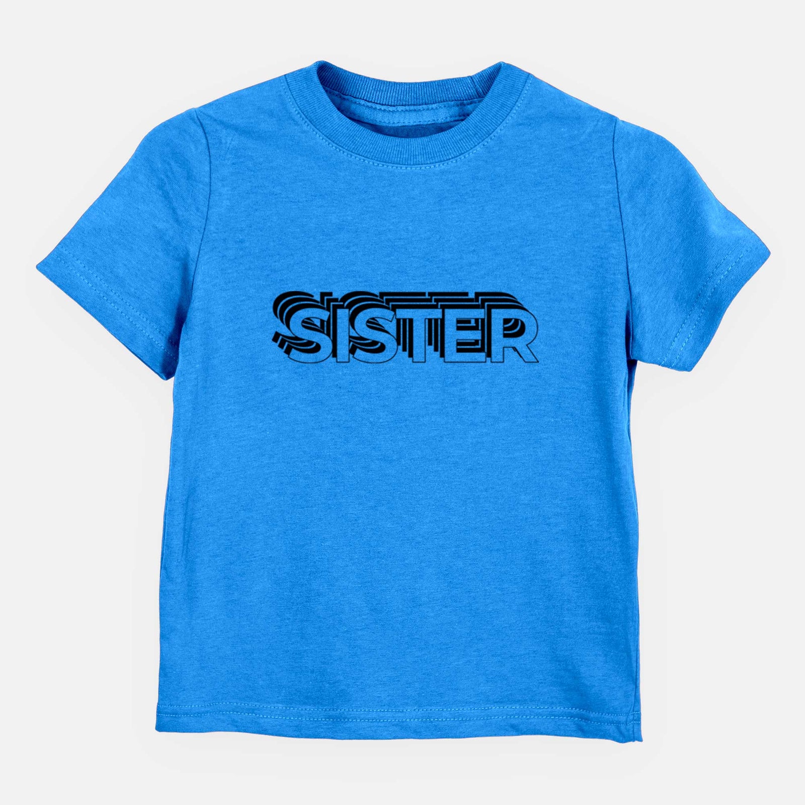 'Sister - Electristack Collection' design on a Blue kids' shirt