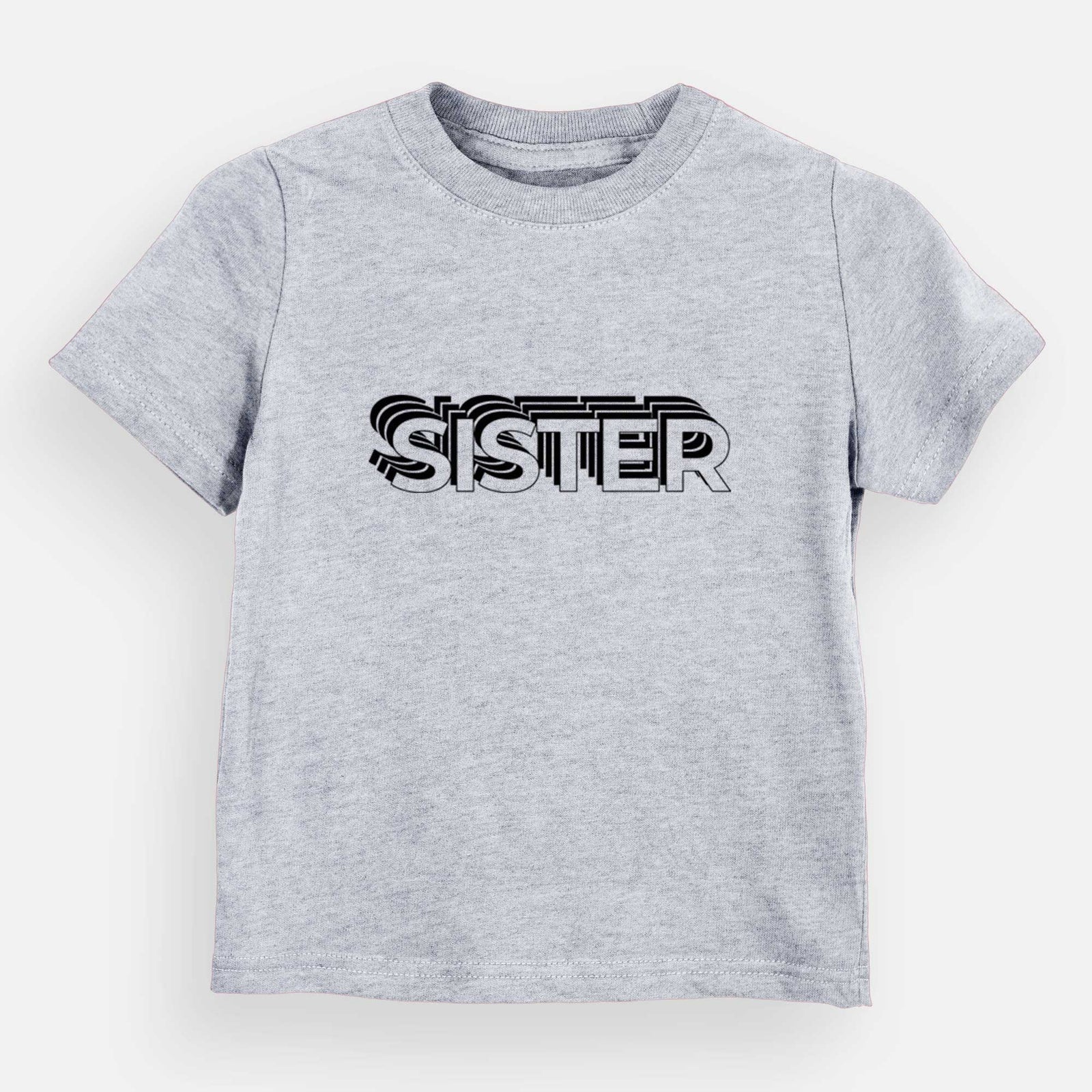 'Sister - Electristack Collection' design on a Grey kids' shirt
