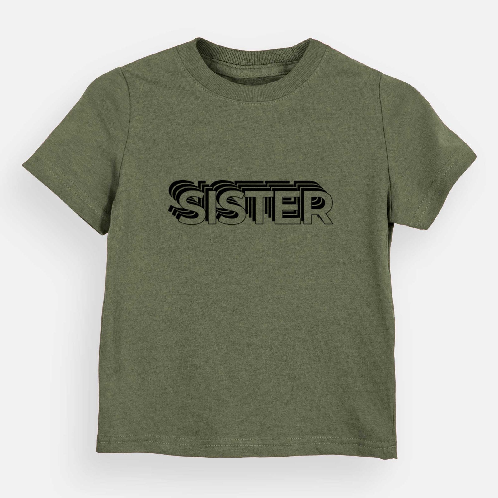 'Sister - Electristack Collection' design on an Olive kids' shirt