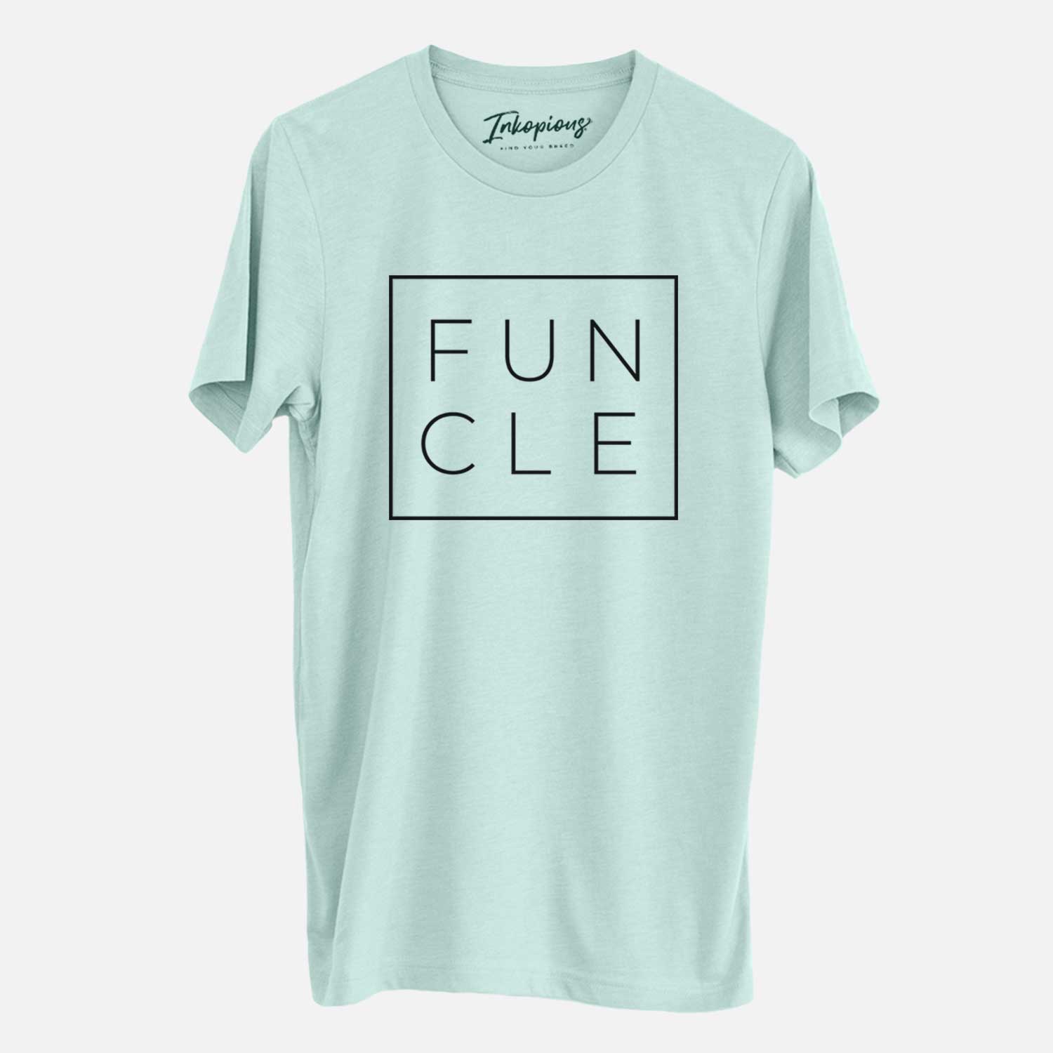 'Funcle Boxed' design on a Heather Sage Unisex crewneck