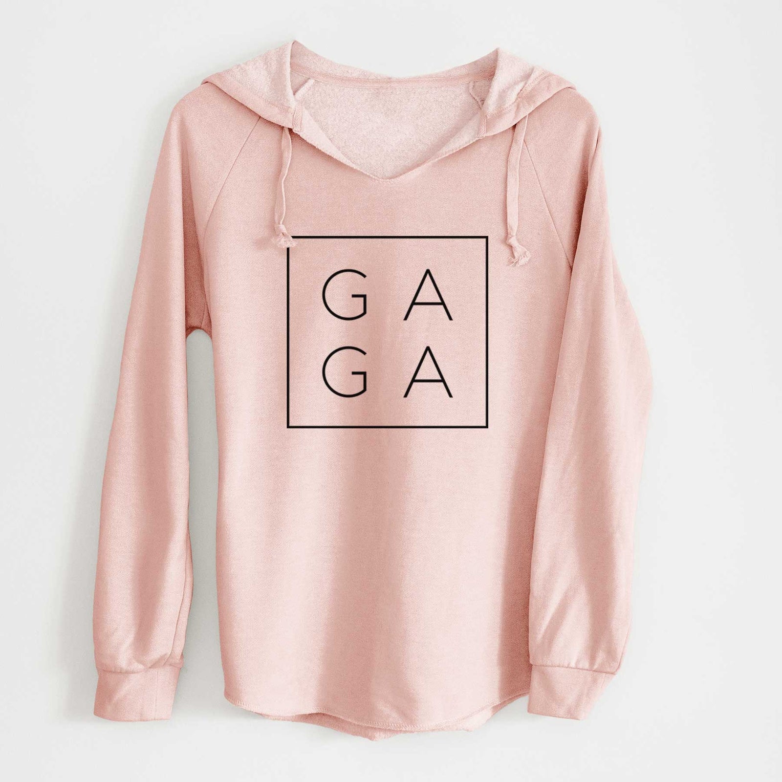 'Gaga Boxed' design on a Blush Cali Wave Hooded Sweatshirt