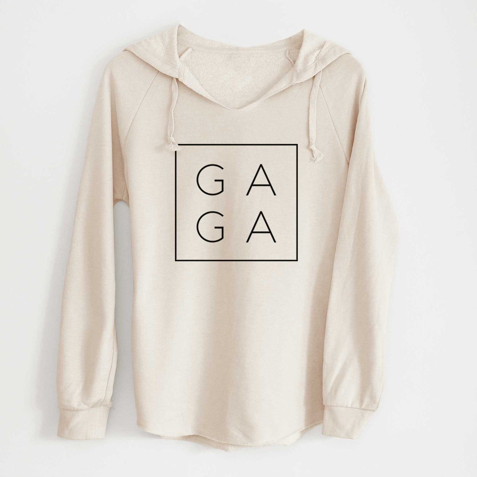 'Gaga Boxed' design on a Bone Cali Wave Hooded Sweatshirt