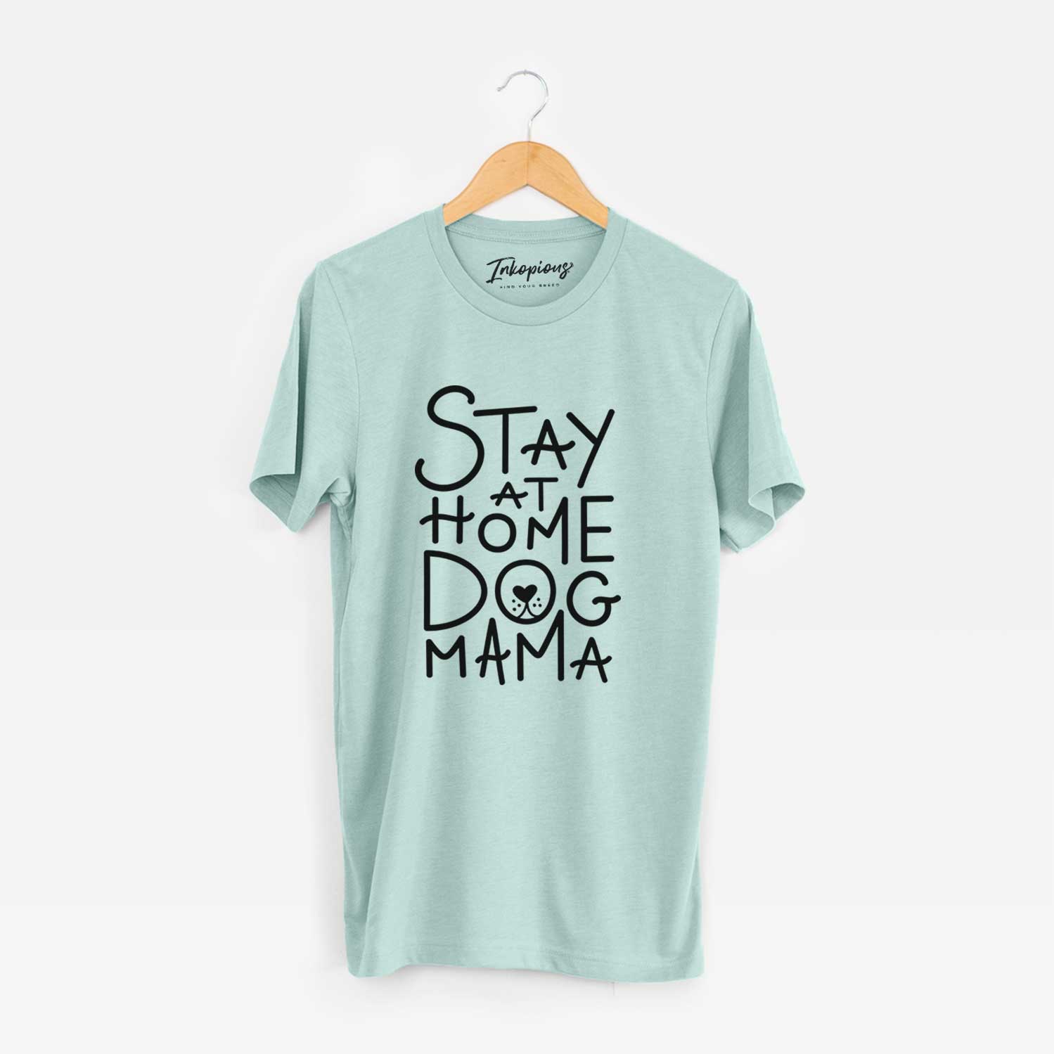 'Stay at Home Dog Mama' design on a Dusty Blue Unisex crewneck