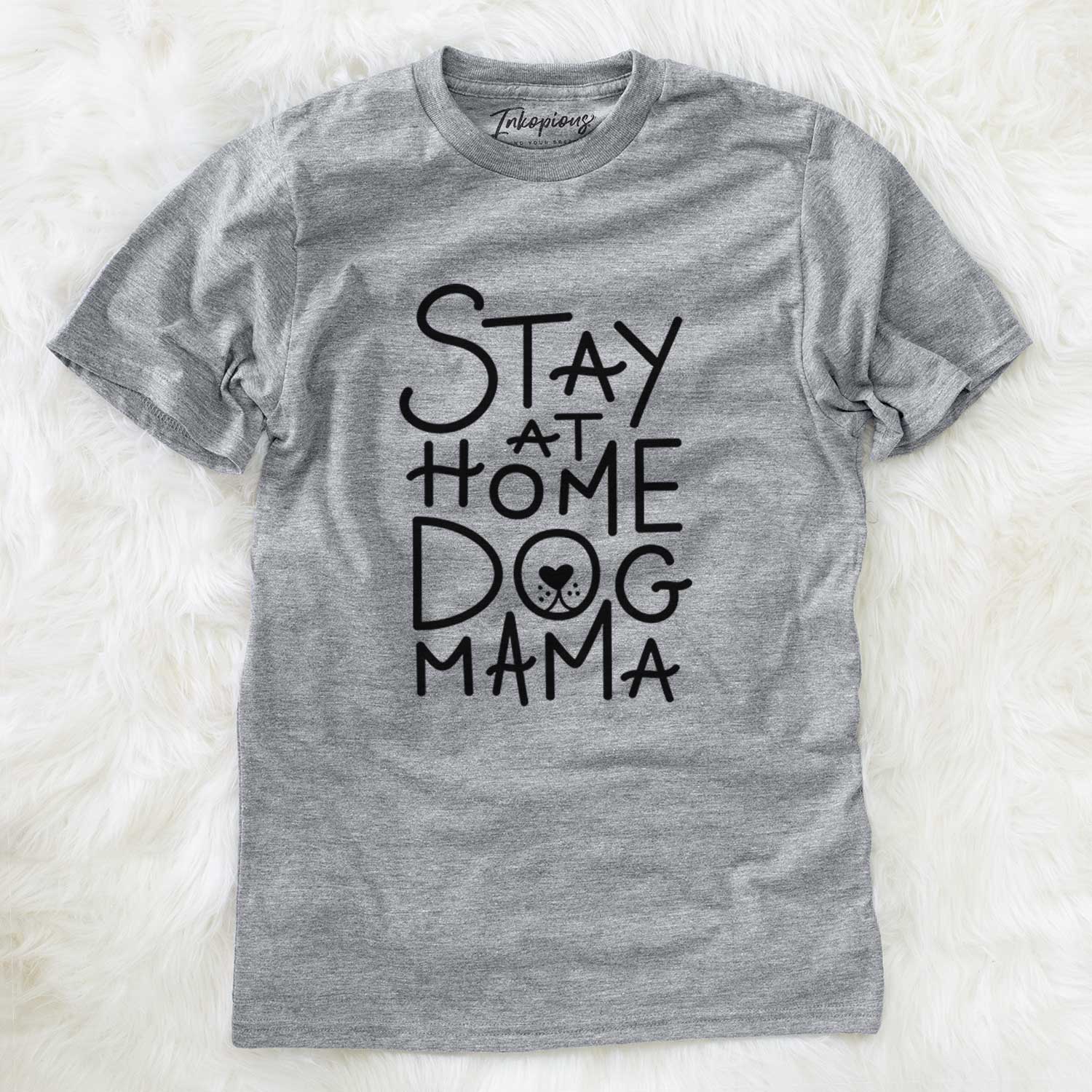 'Stay at Home Dog Mama' design on a Grey Unisex crewneck