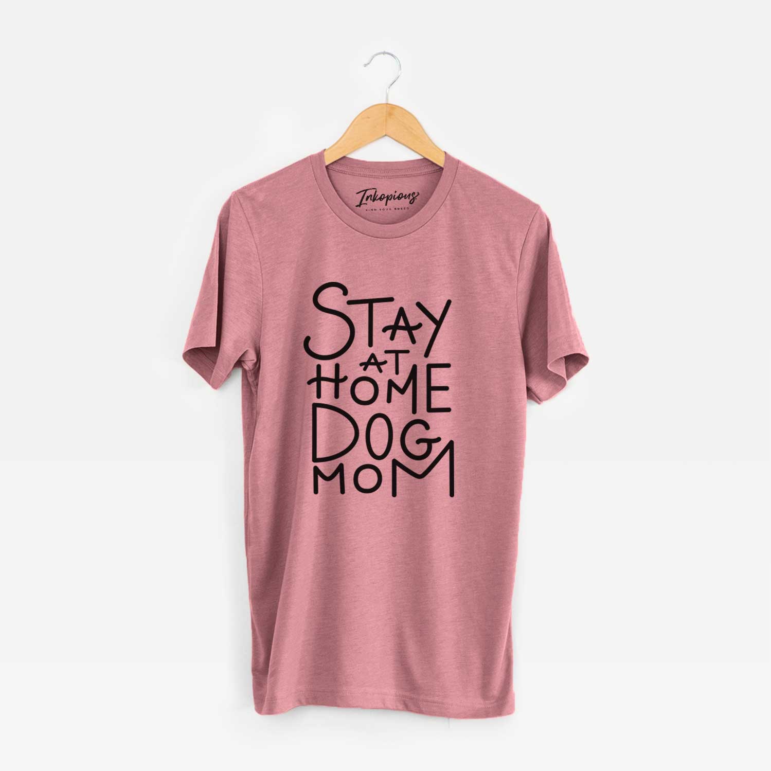 'Stay at Home Dog Mom' design on a Mauve Unisex crewneck